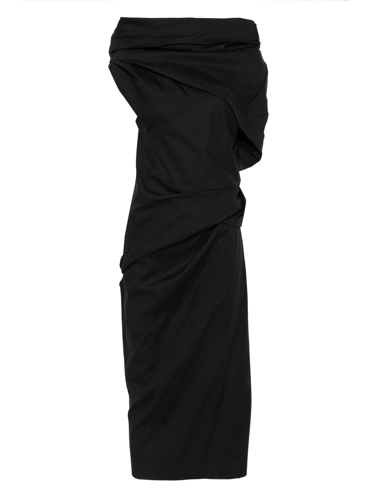 Moulded draped cowl-neck midi dress