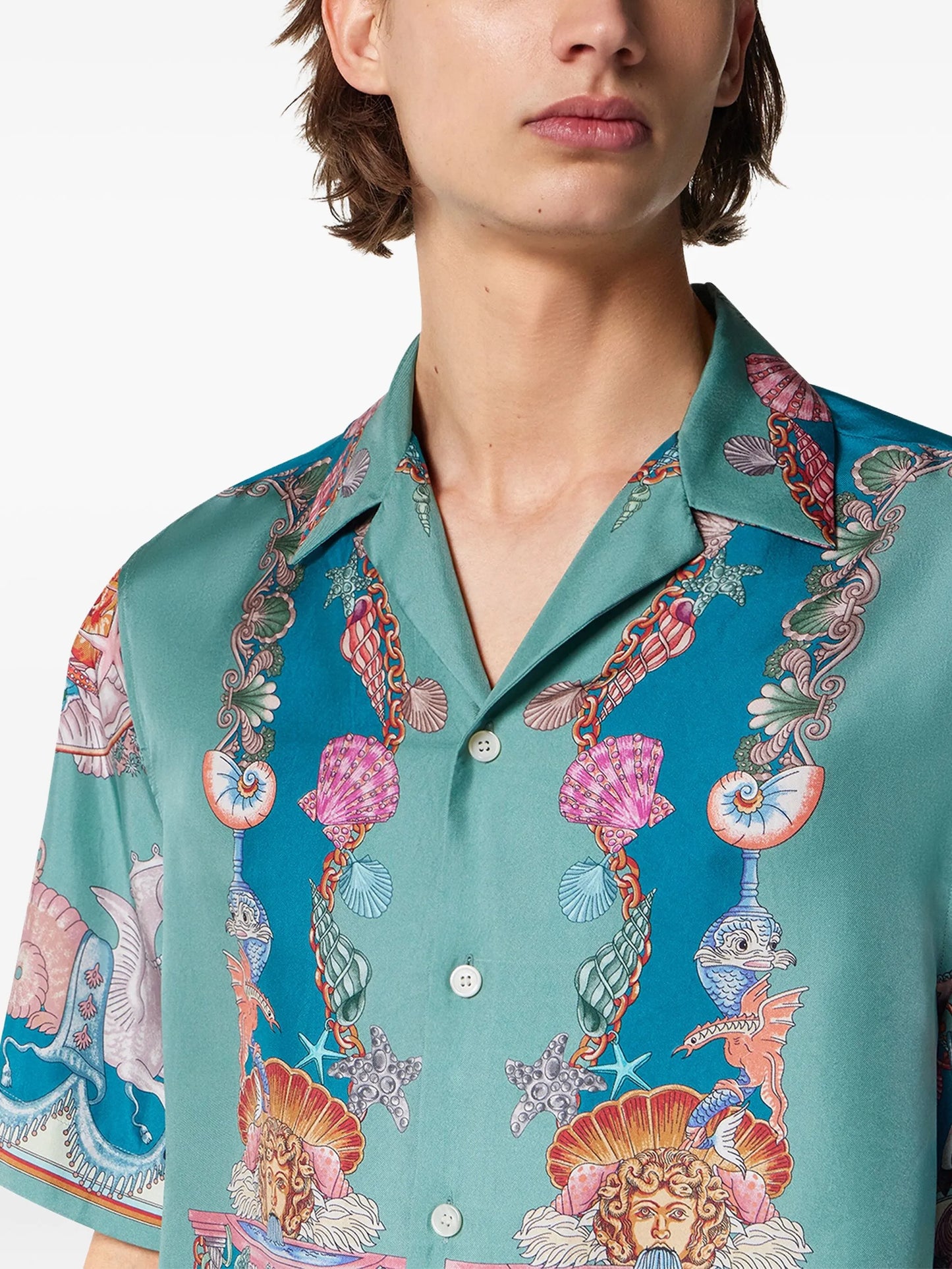 Coral Theatre silk short-sleeve shirt