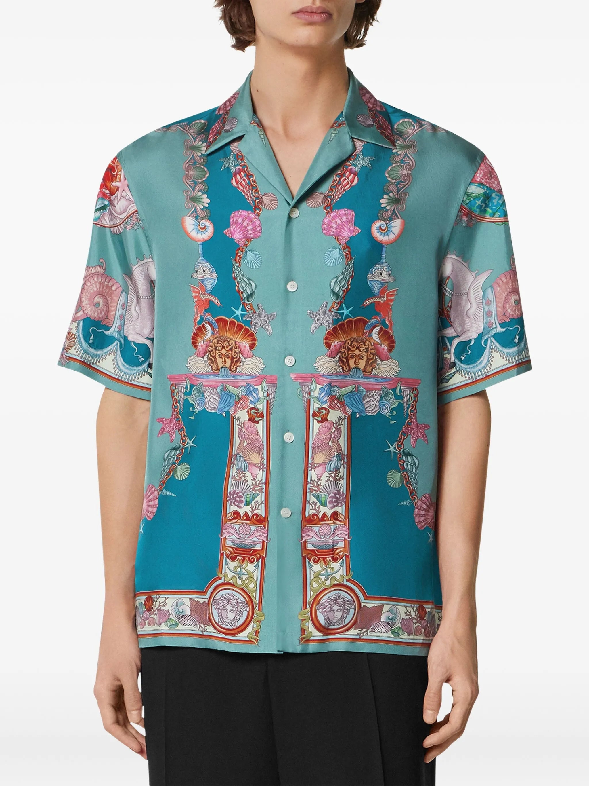 Coral Theatre silk short-sleeve shirt