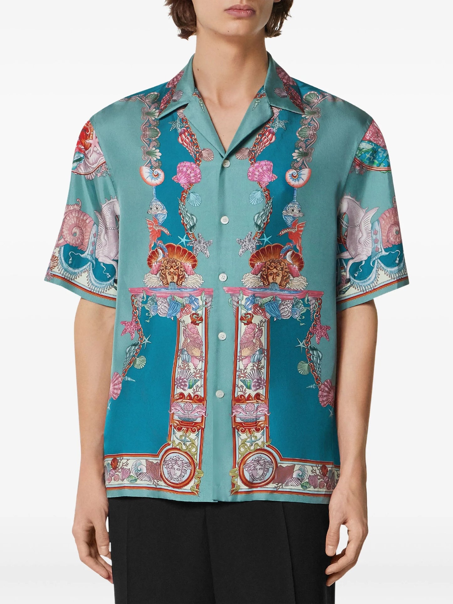 Coral Theatre silk short-sleeve shirt