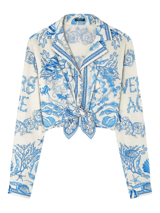 Underwater Barocco knotted cropped shirt