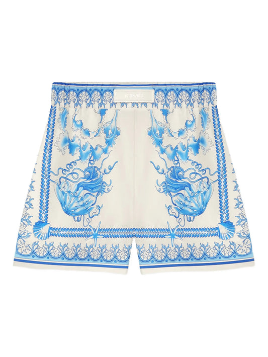 Underwater Barocco cotton shorts
