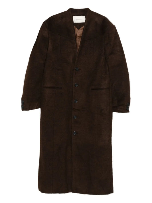 Mute button-front overcoat