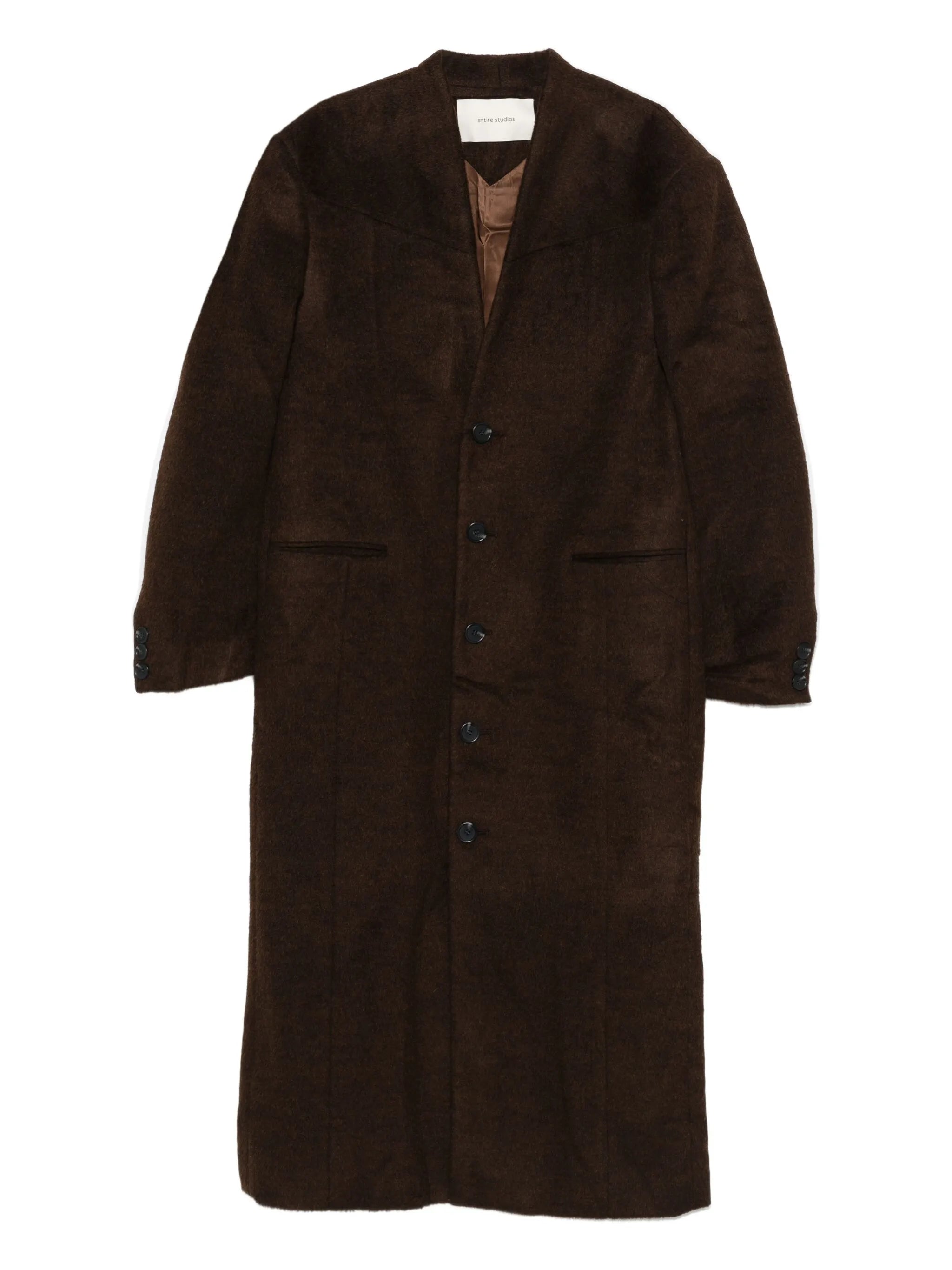 Mute button-front overcoat