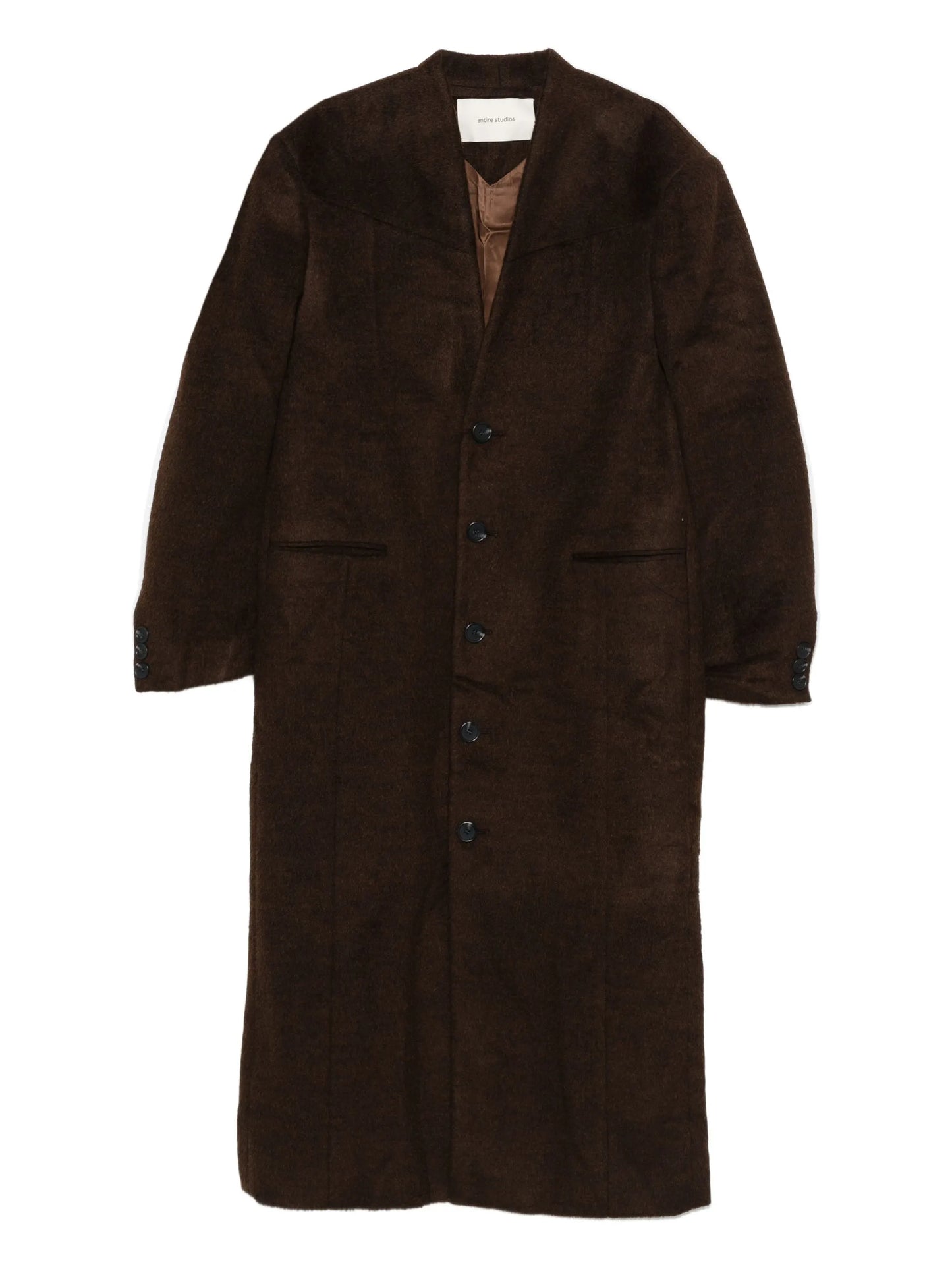 Mute button-front overcoat