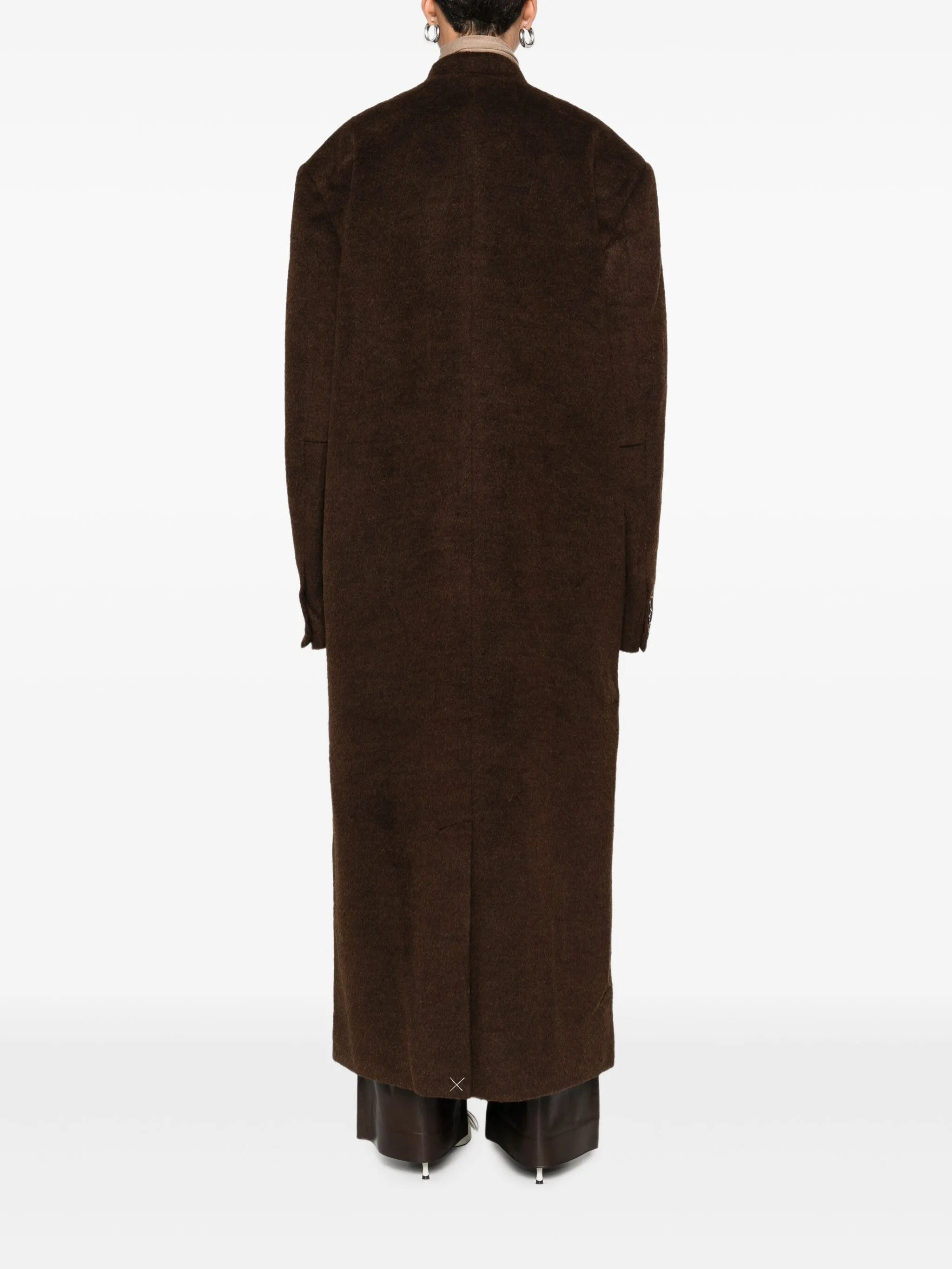 Mute button-front overcoat