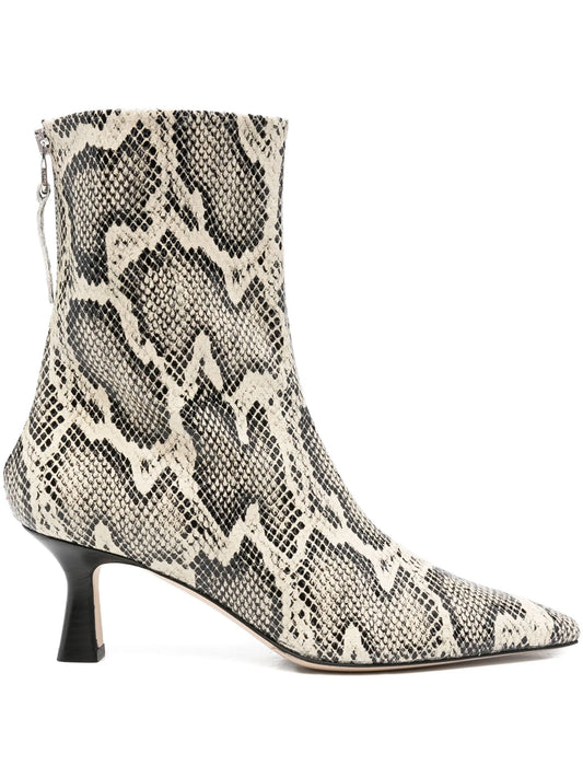 70mm Elina snake-print pointed-toe ankle boots