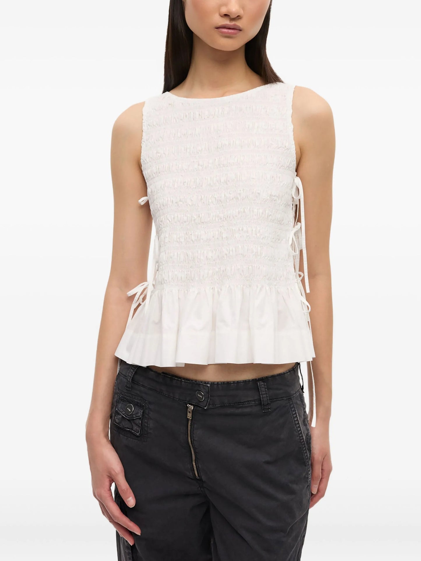 chambray seersucker top