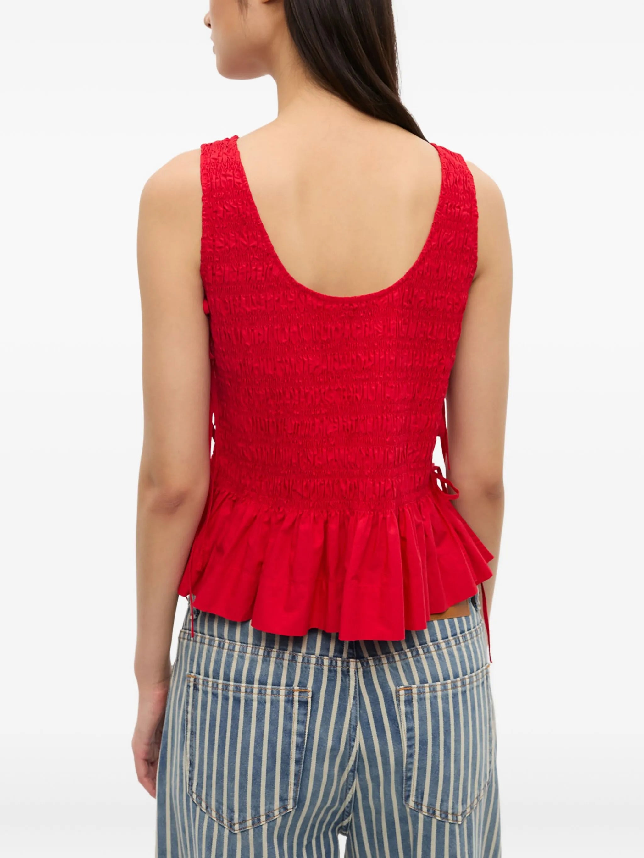smocked tie-fastening top