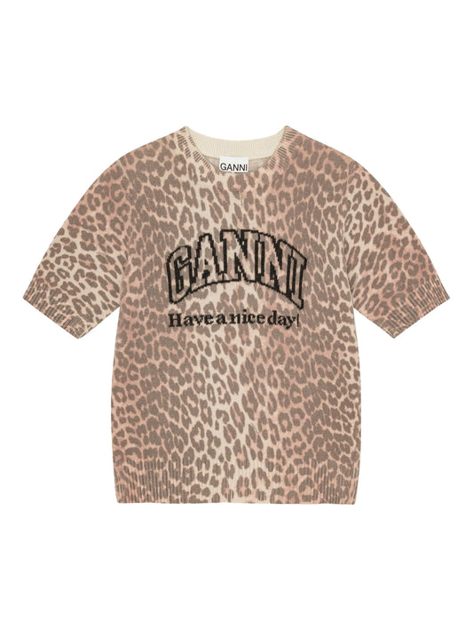intarsia-knit logo T-shirt