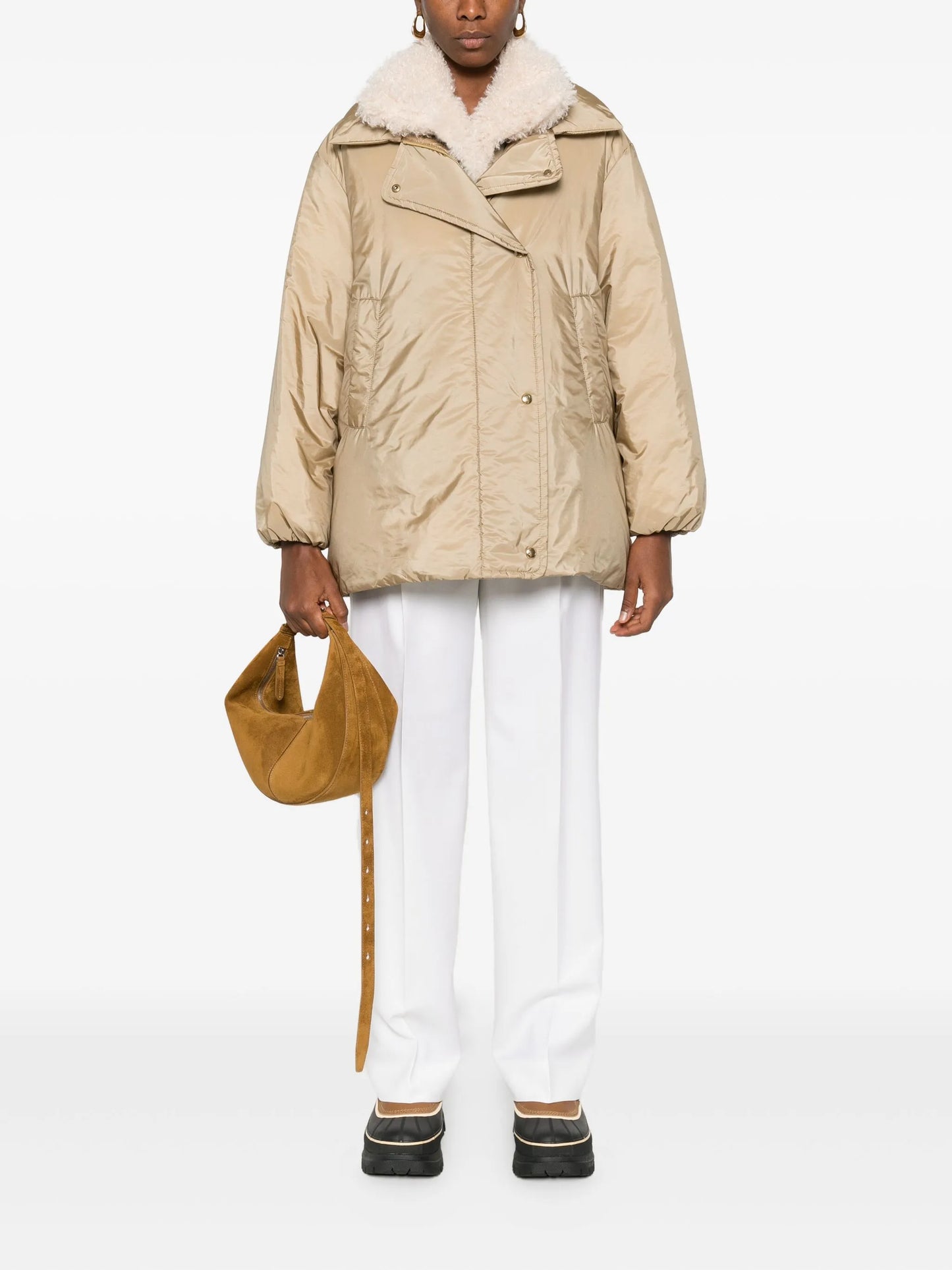 Voue sherpa-collar quilted jacket