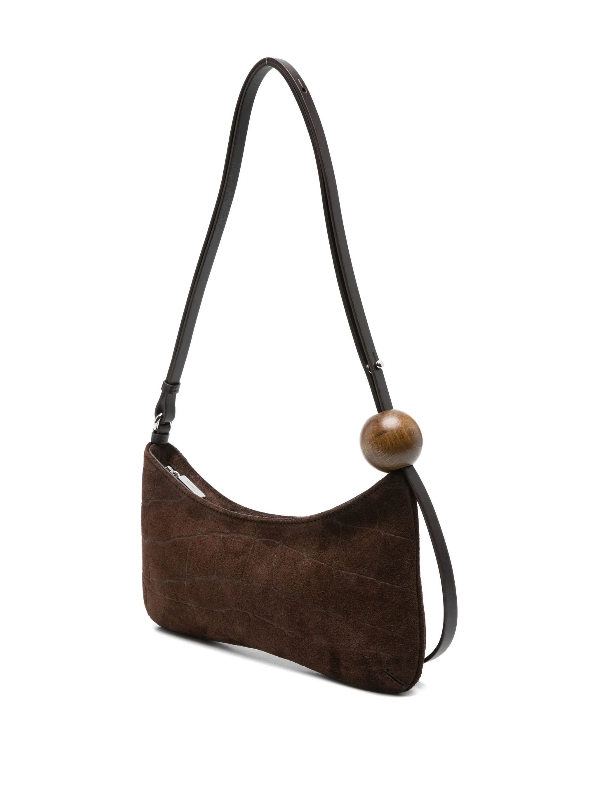 Le Bisou crocodile-effect wood-bead shoulder bag