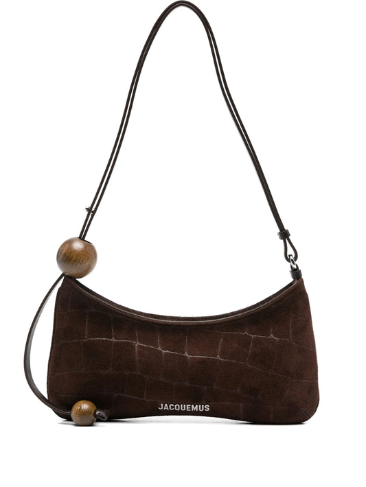 Le Bisou crocodile-effect wood-bead shoulder bag
