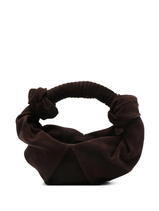 knotted suede bucket bag