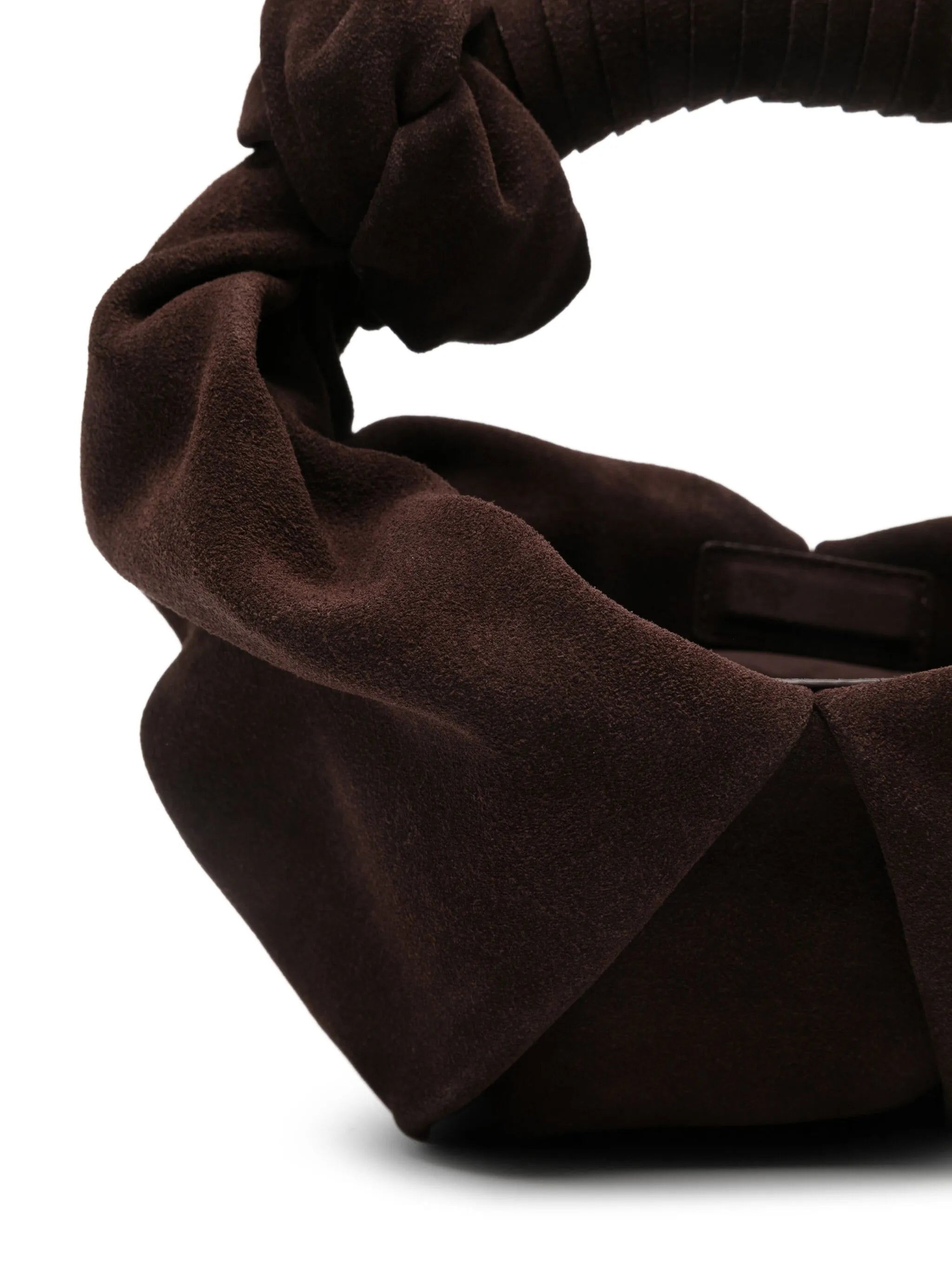 knotted suede bucket bag