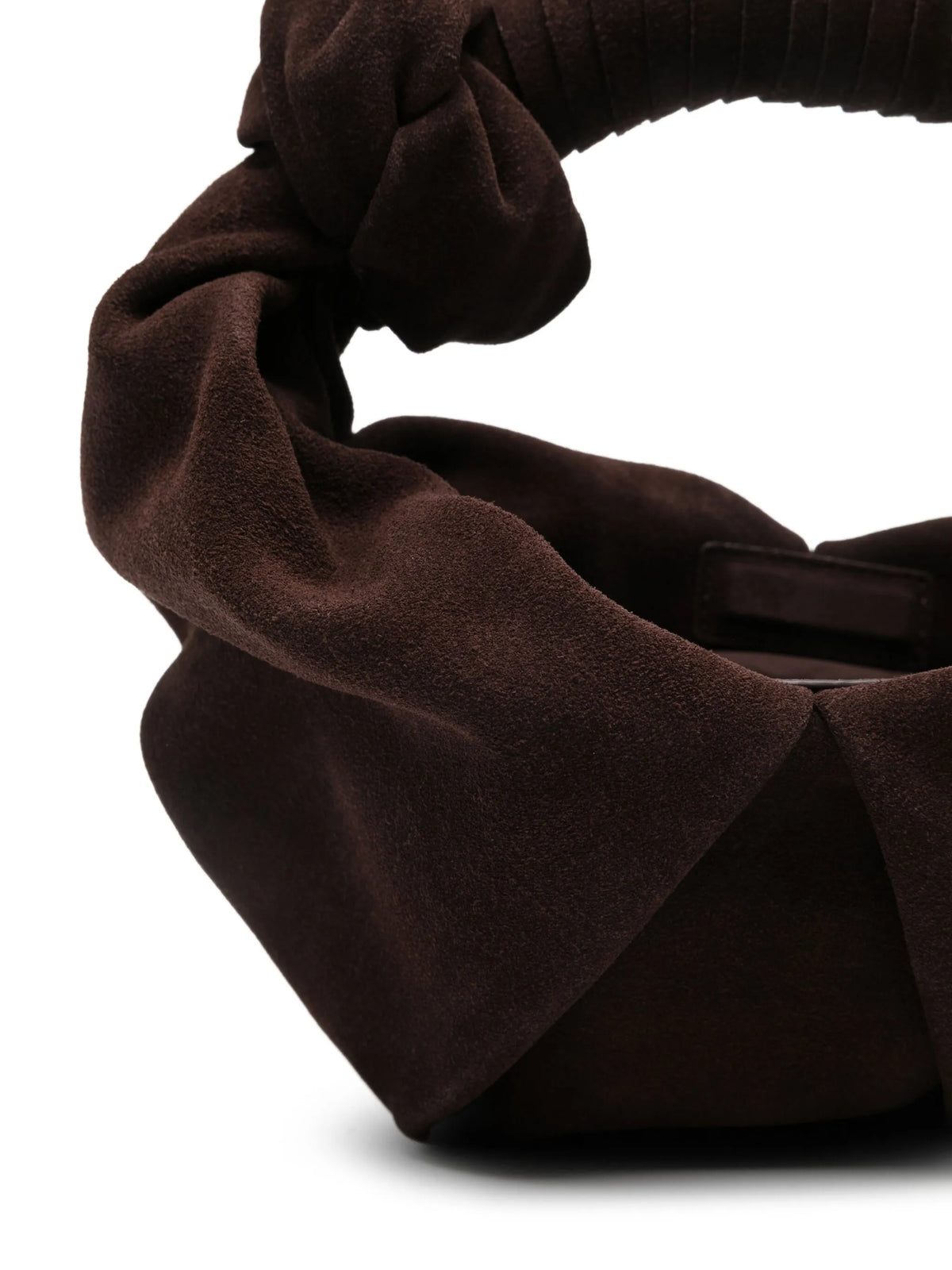 knotted suede bucket bag