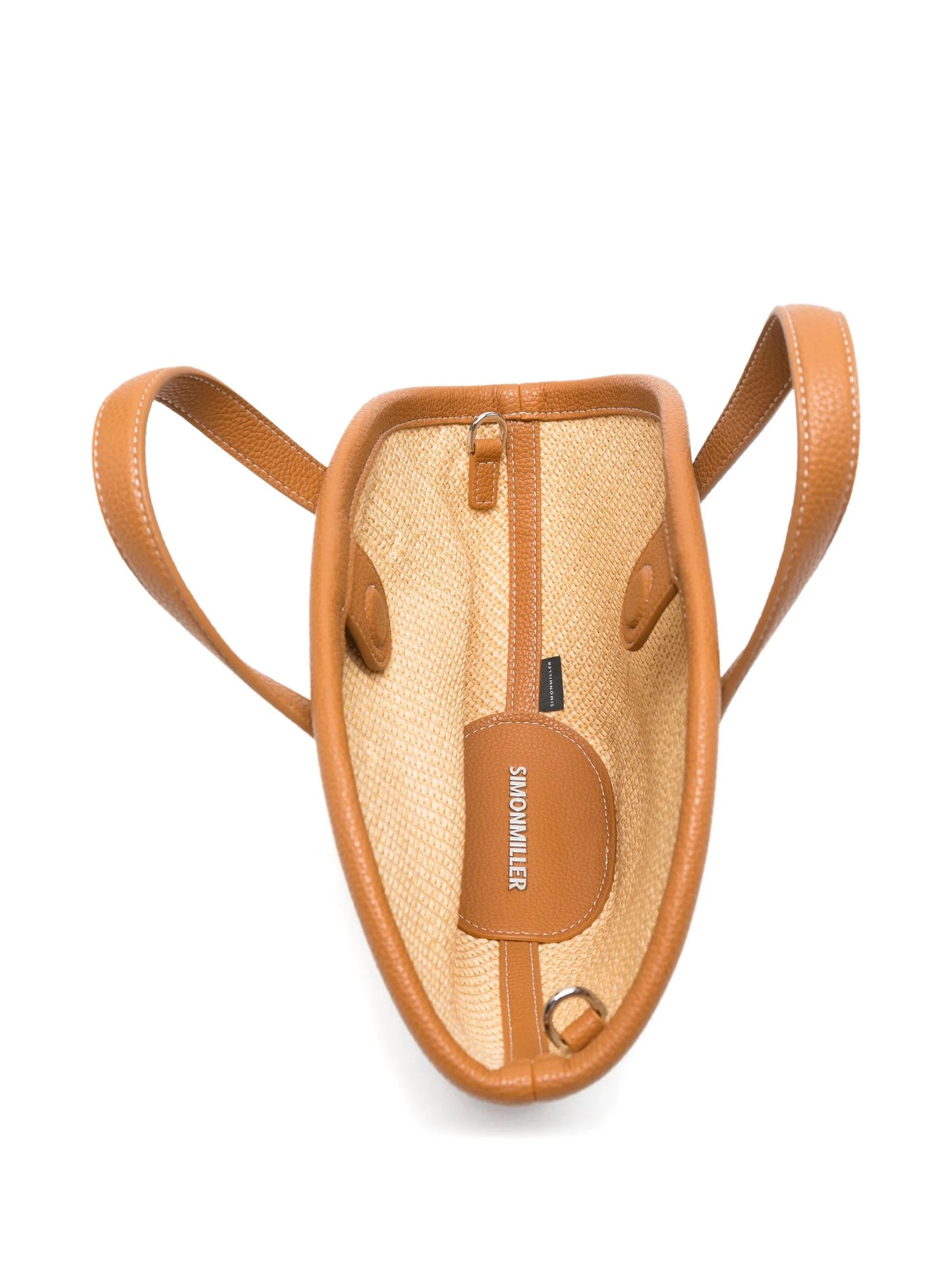 raffia leather-trimmed tote bag