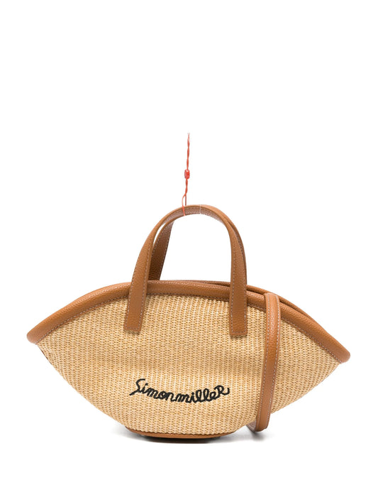raffia leather-trimmed tote bag