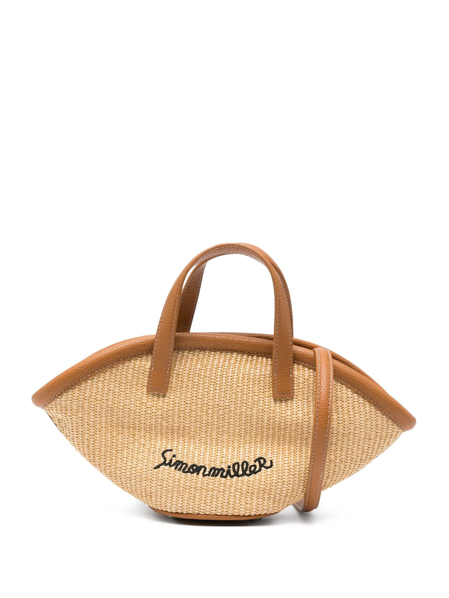 raffia leather-trimmed tote bag
