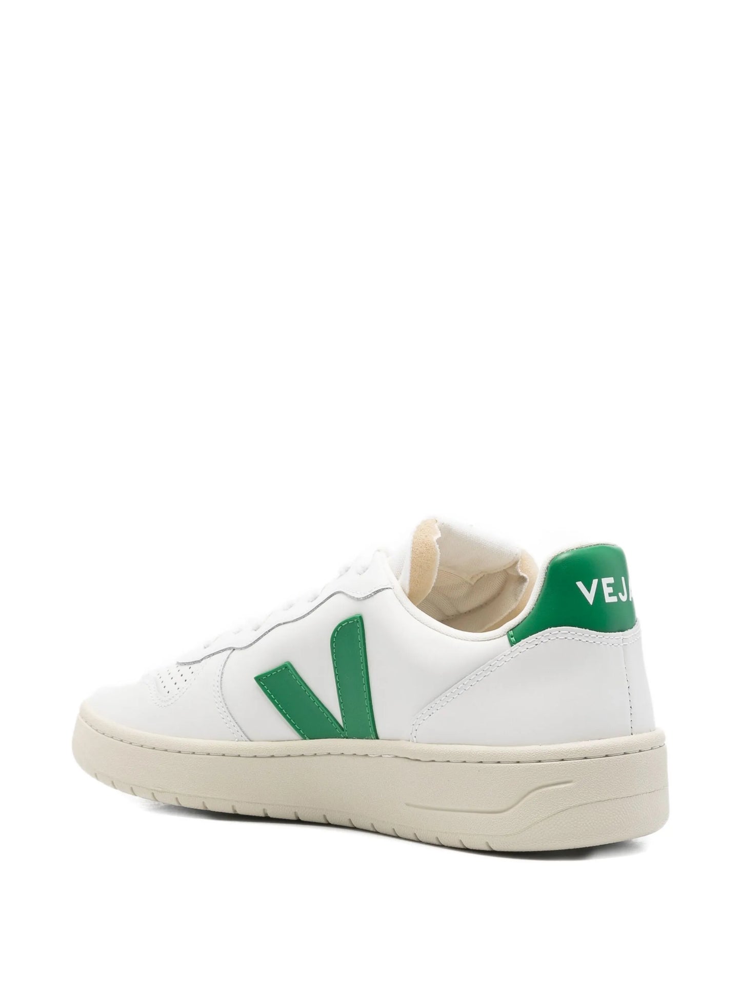 V-10 leather white emeraude sneakers