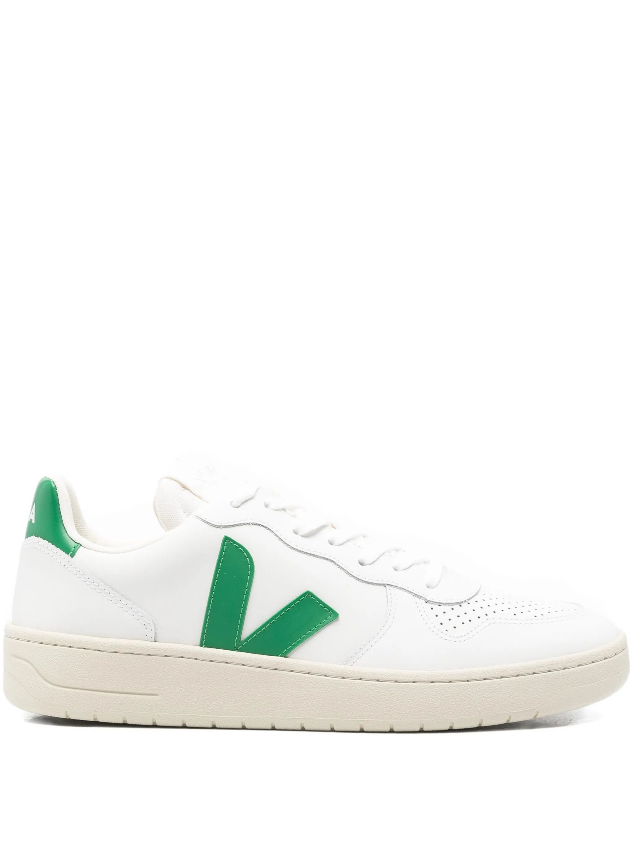 V-10 leather white emeraude sneakers