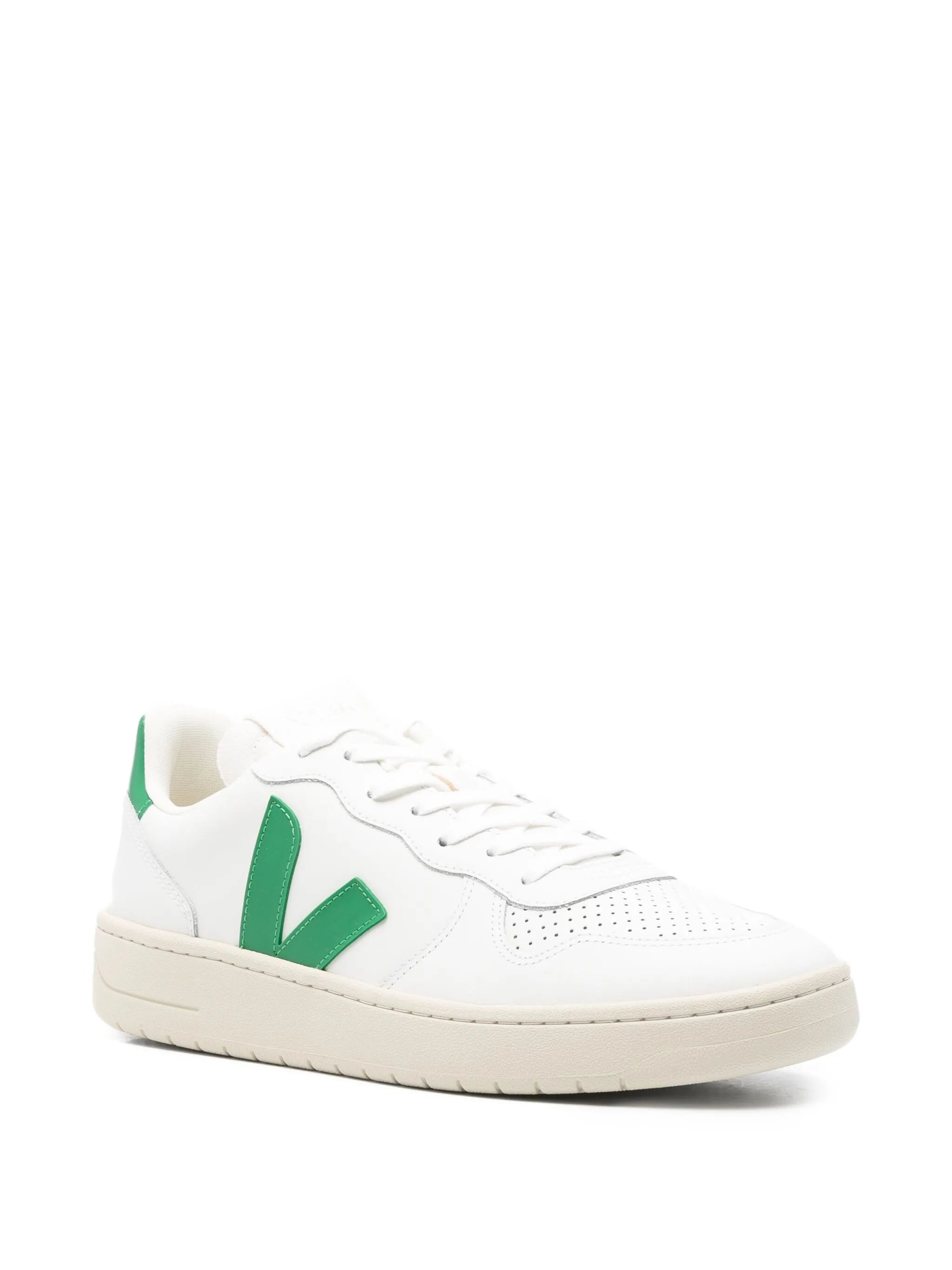 V-10 leather white emeraude sneakers