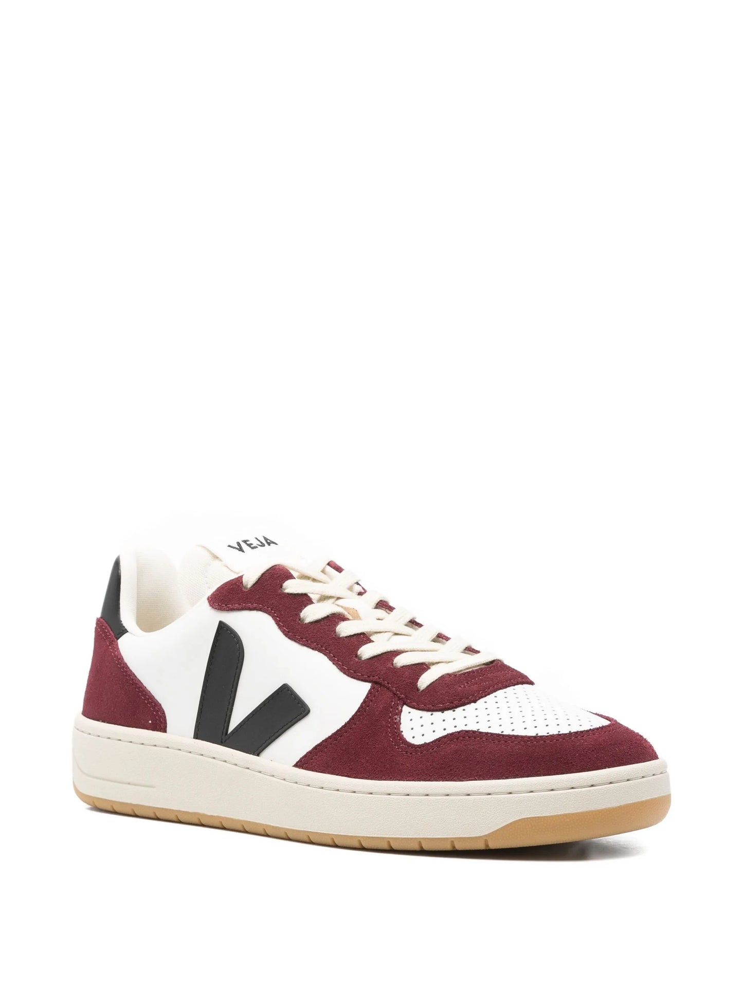 V-10 leather white black amarante sneakers