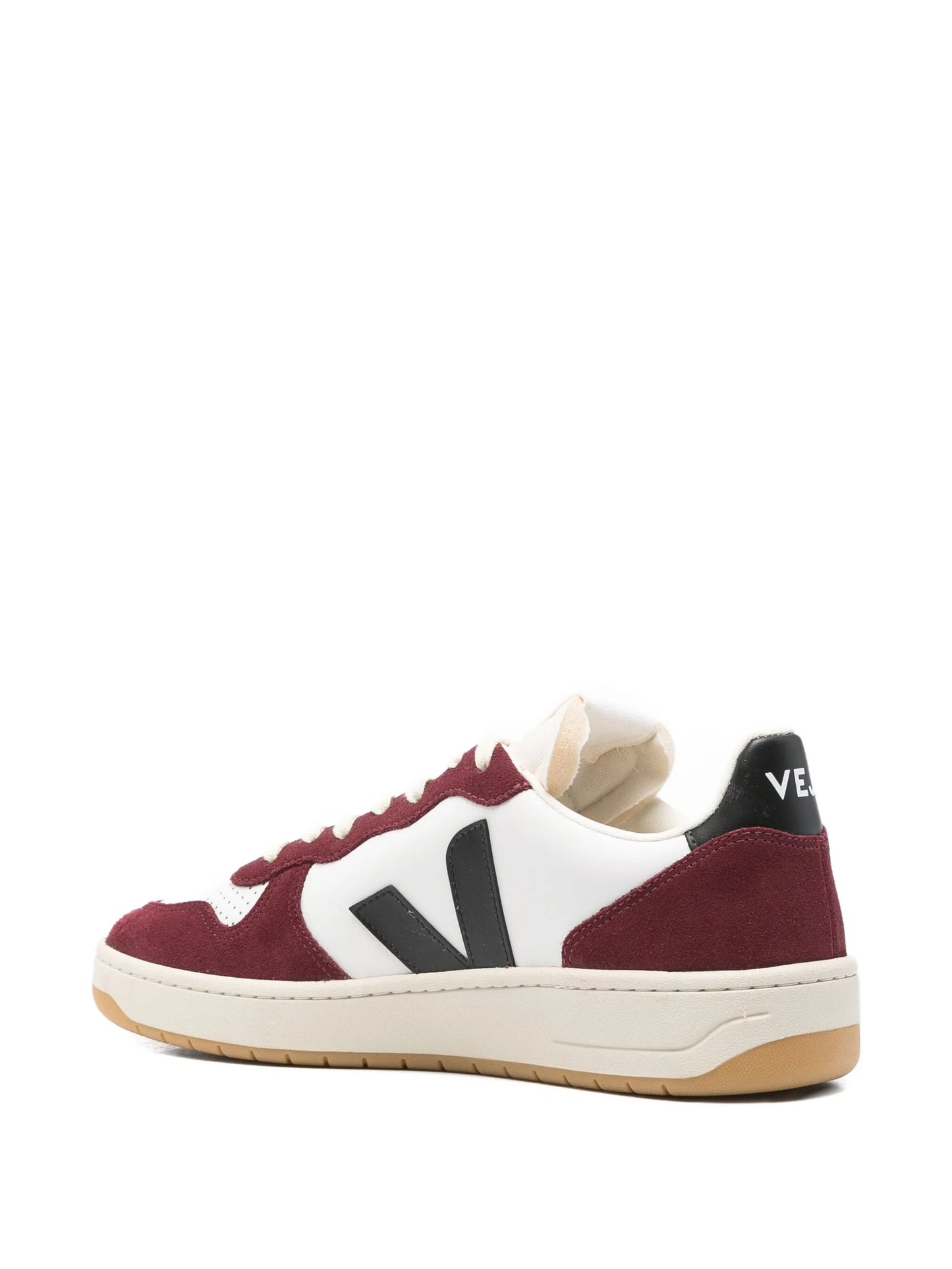 V-10 leather white black amarante sneakers