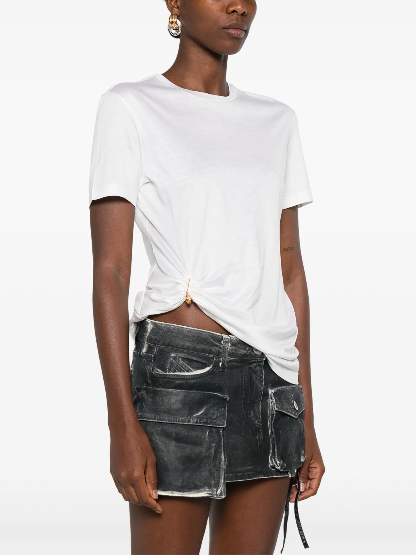 pin-drape T-shirt