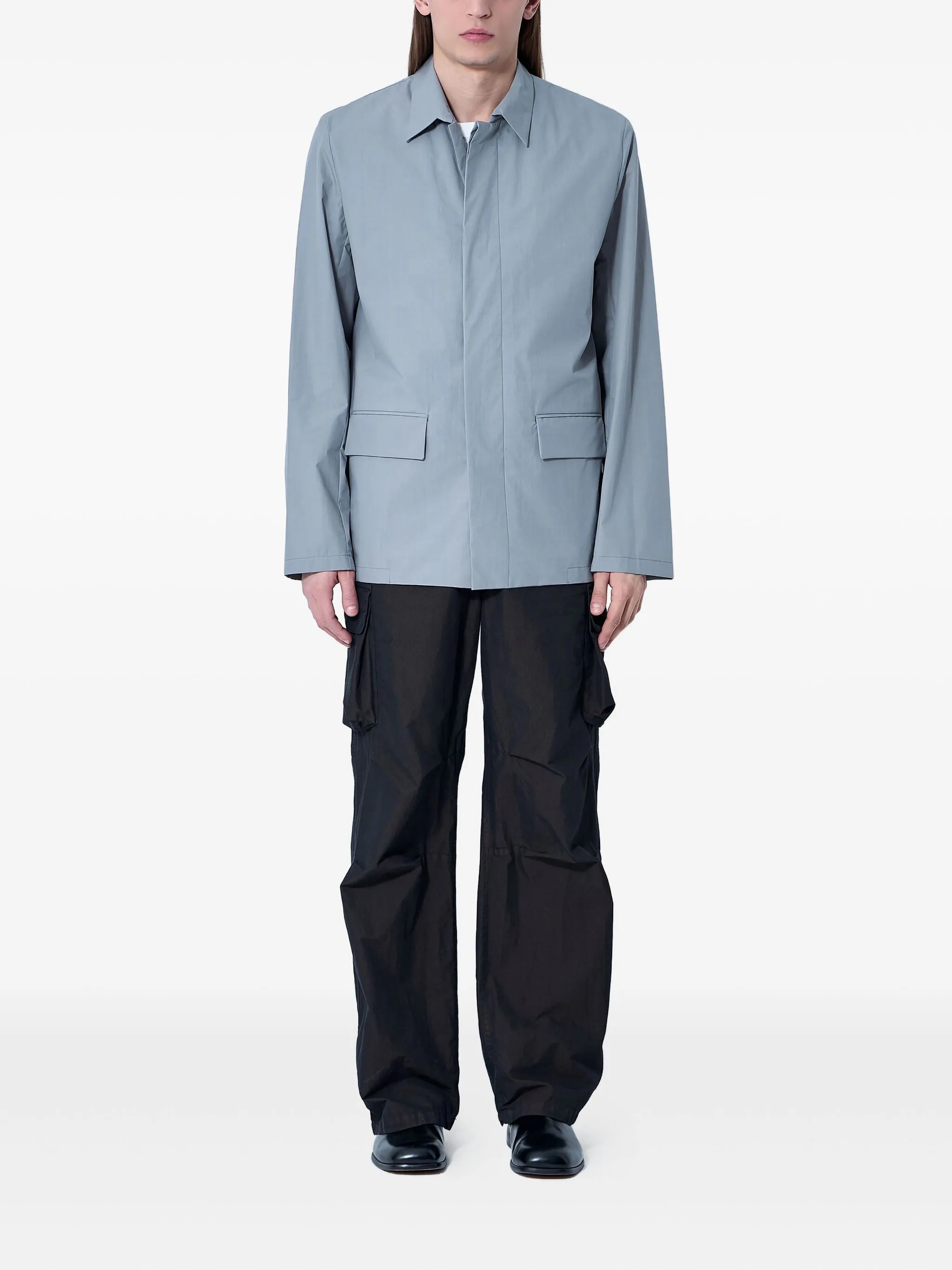 flap-pocket cotton shirt jacket