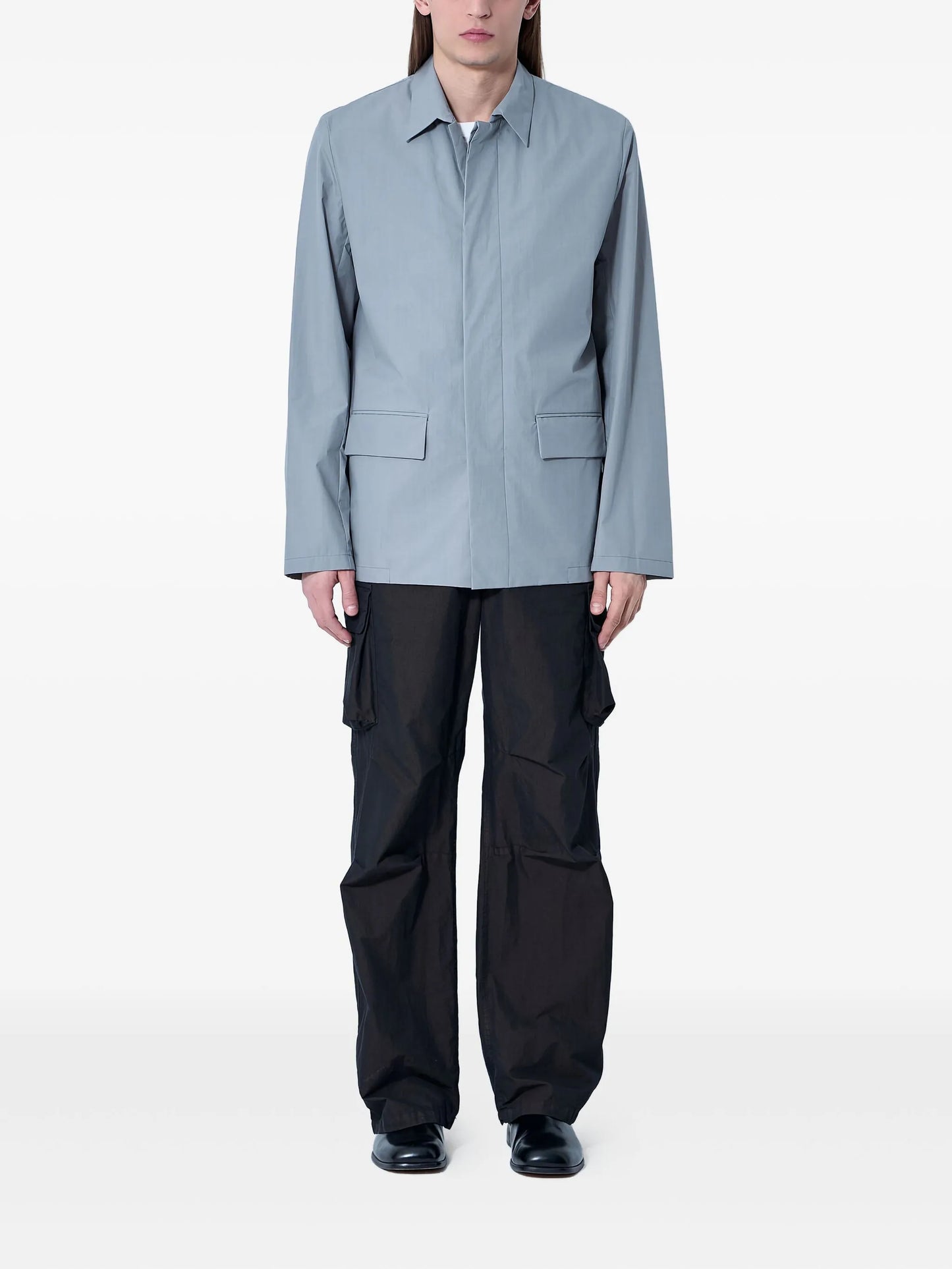 flap-pocket cotton shirt jacket