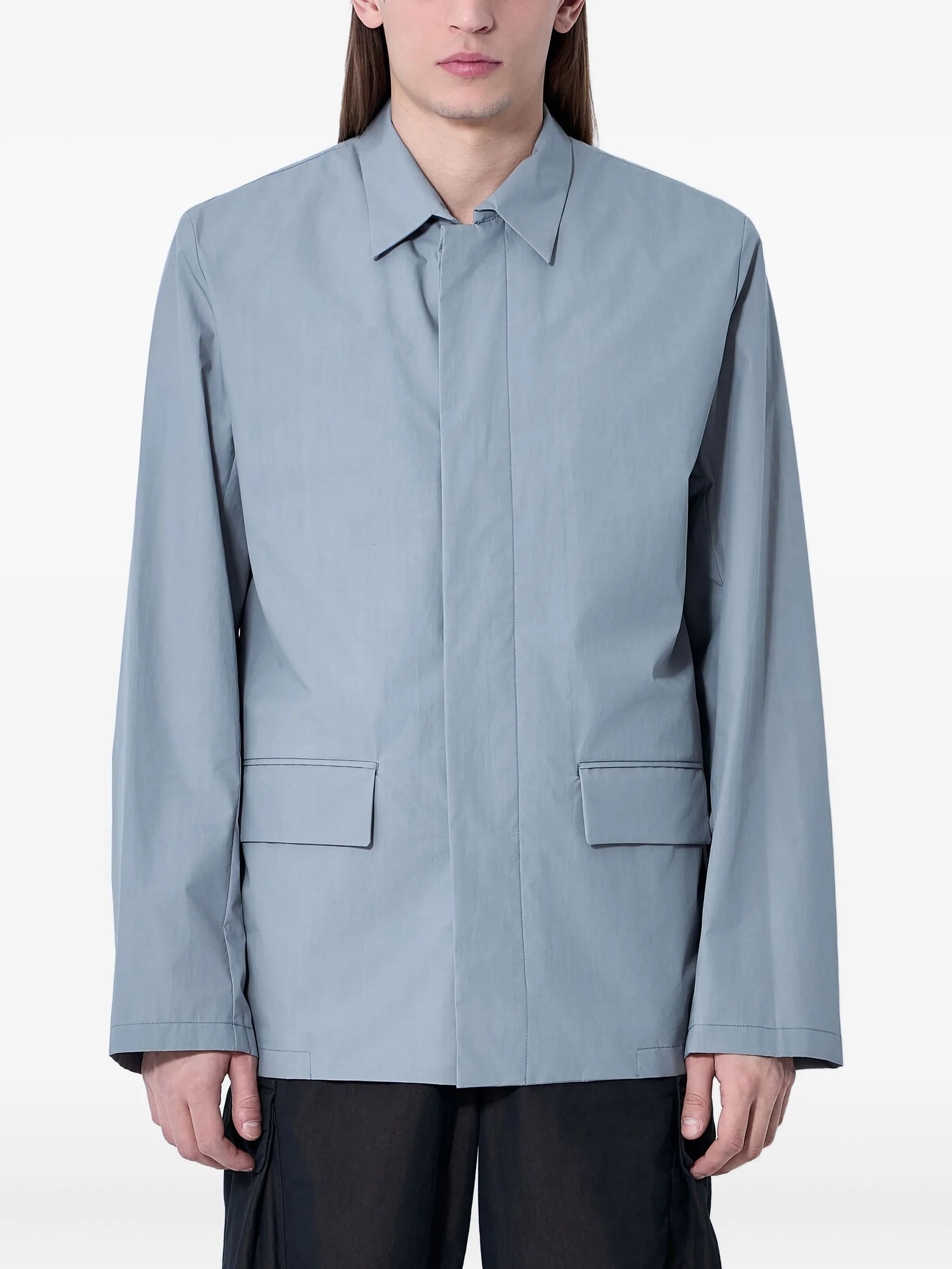 flap-pocket cotton shirt jacket