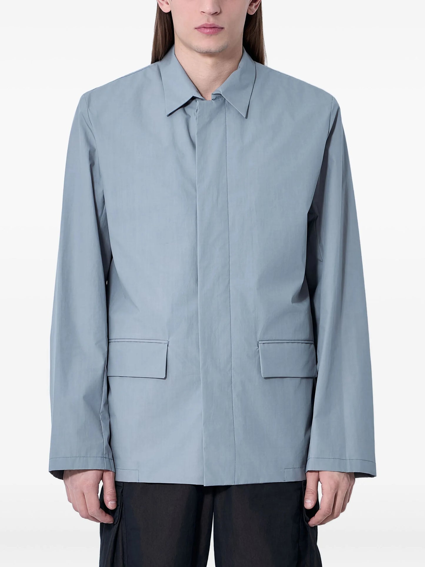 flap-pocket cotton shirt jacket
