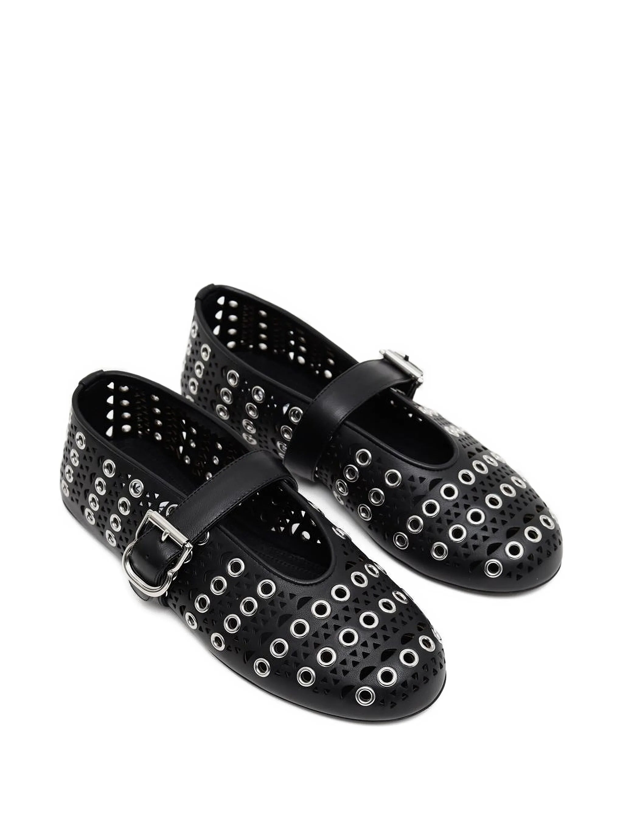 eyelet-embellished ballet flats