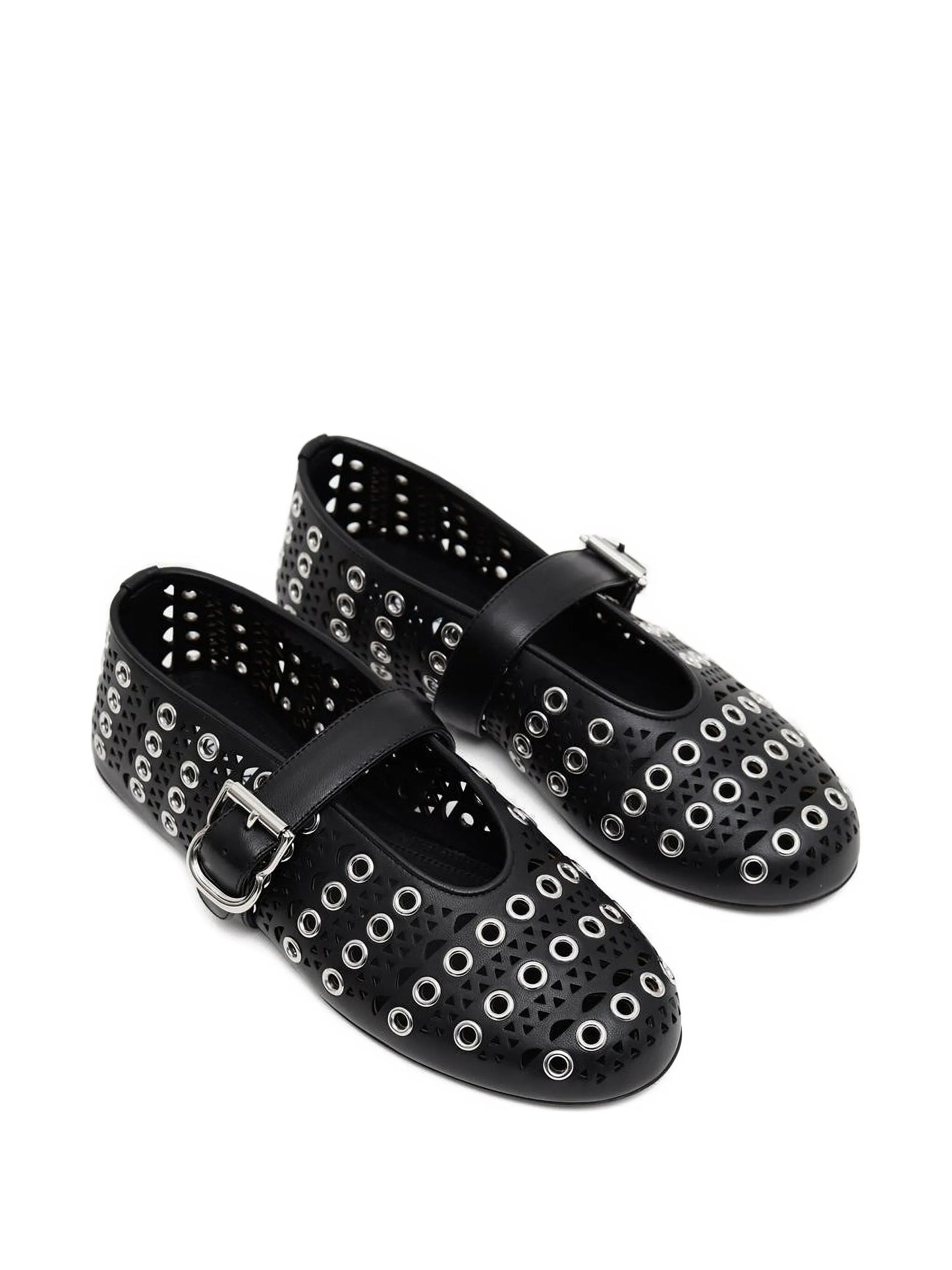 eyelet-embellished ballet flats