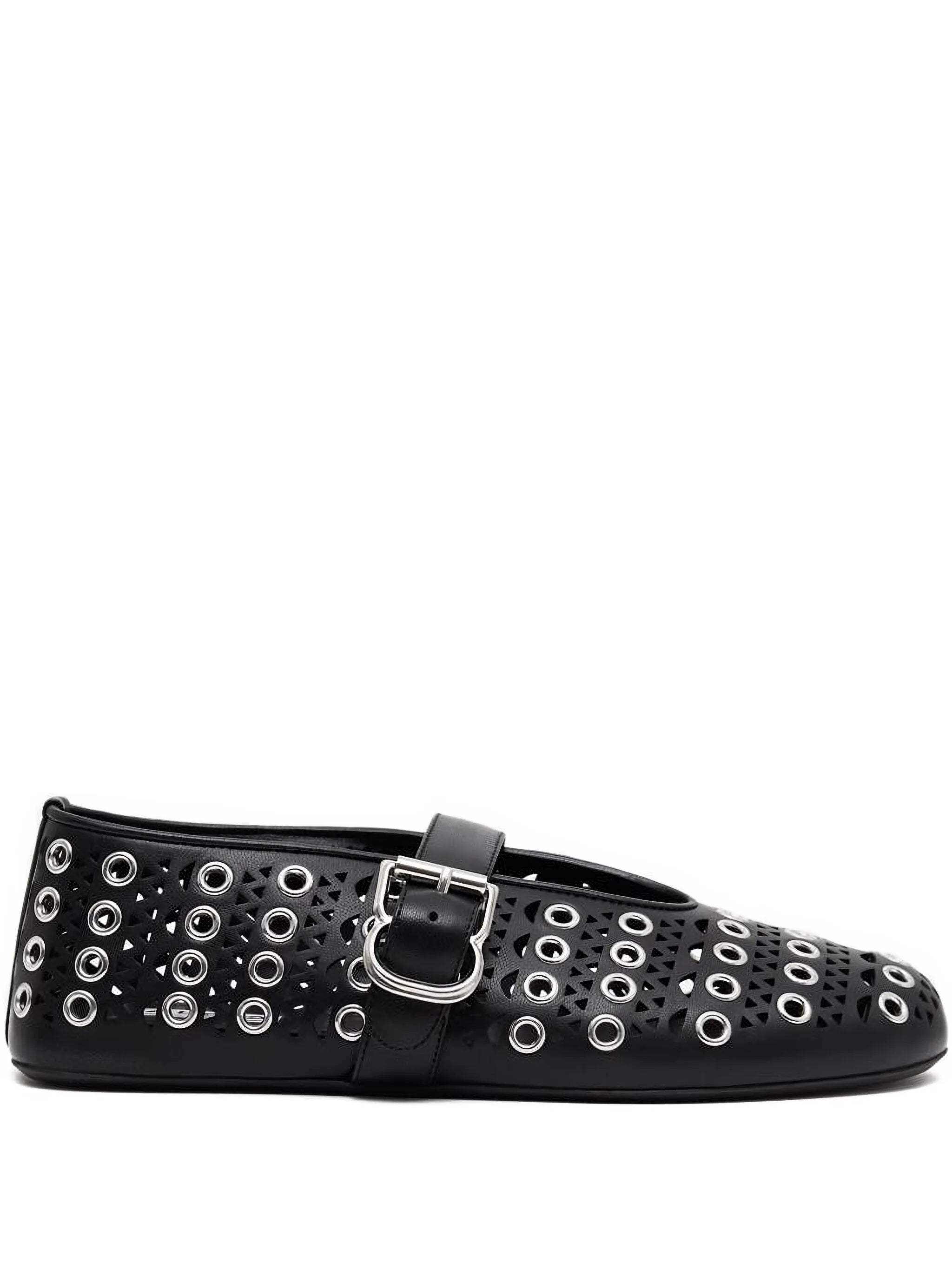 eyelet-embellished ballet flats