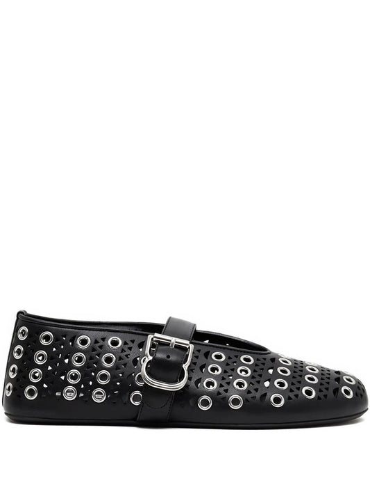 eyelet-embellished ballet flats