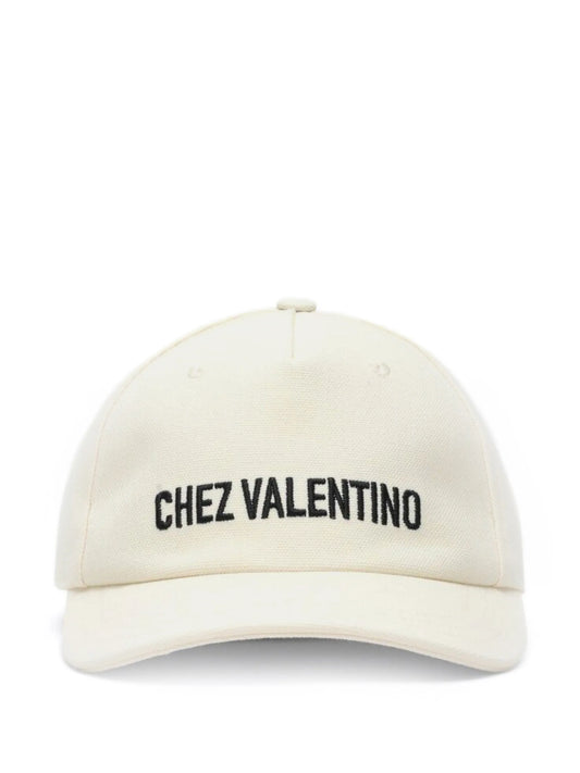 Chez Valentino Cotton Baseball Cap With Embroidery