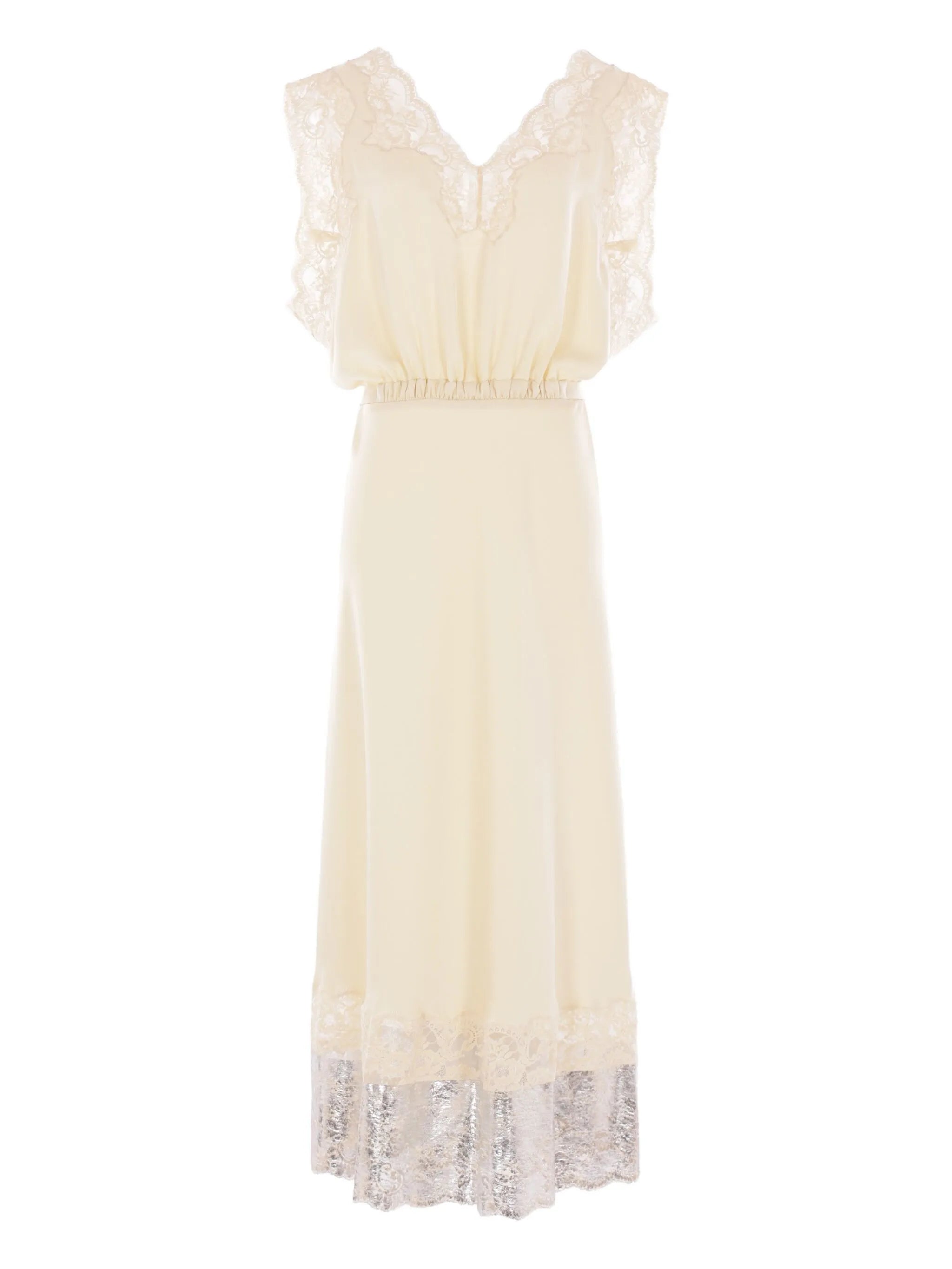 lace-trimmed midi dress
