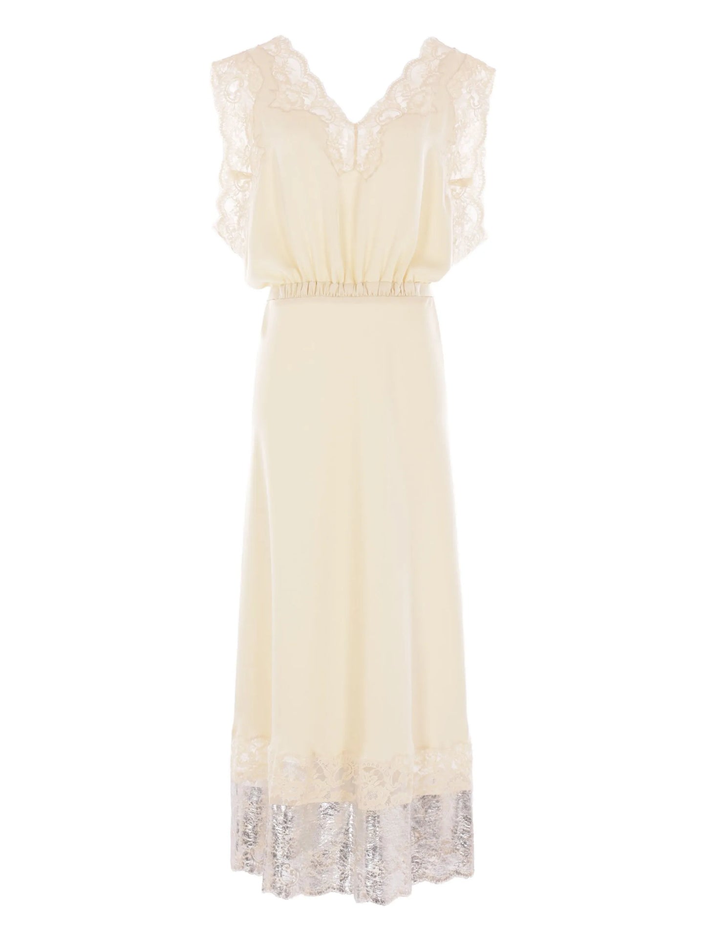 lace-trimmed midi dress