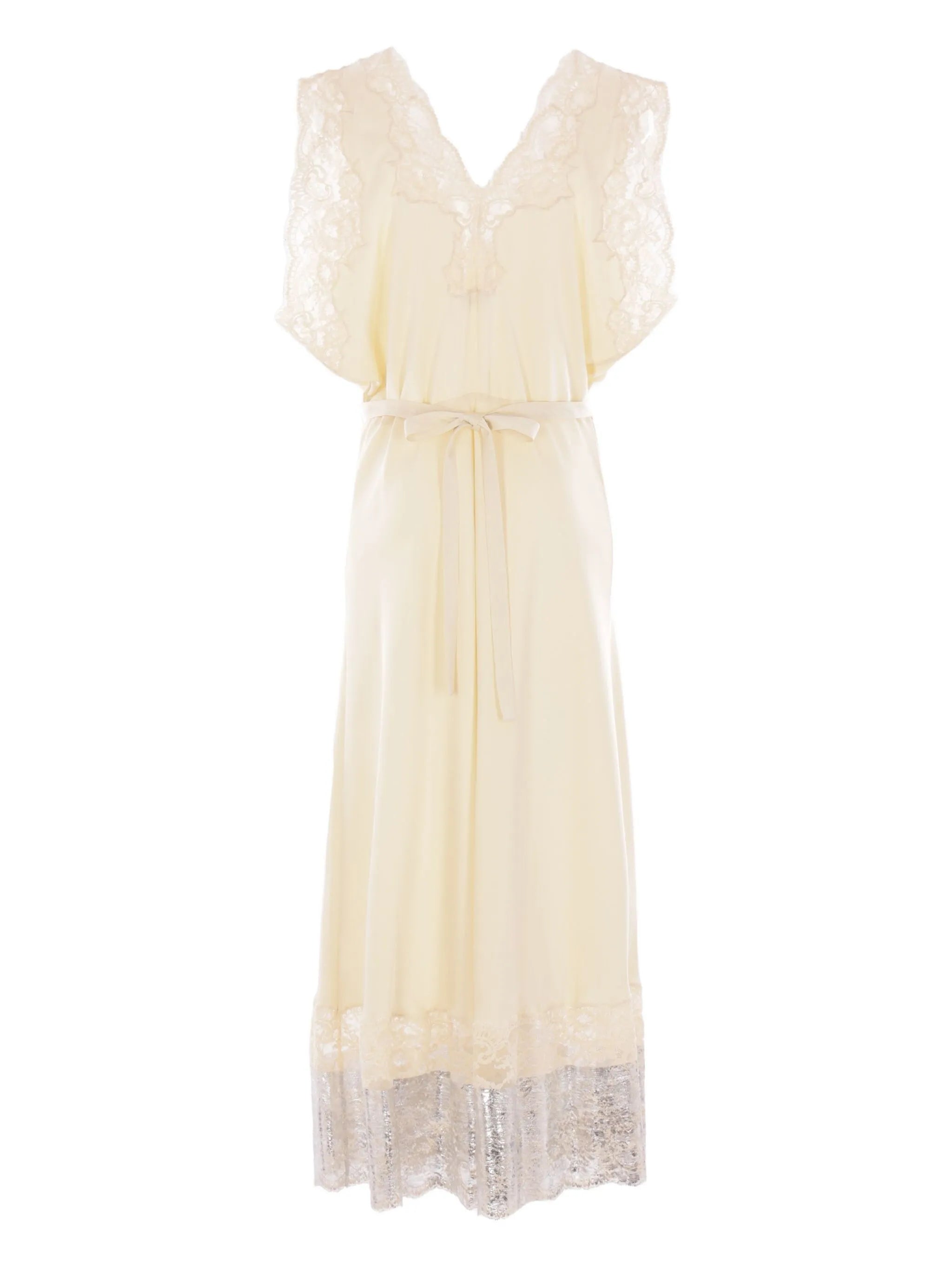 lace-trimmed midi dress