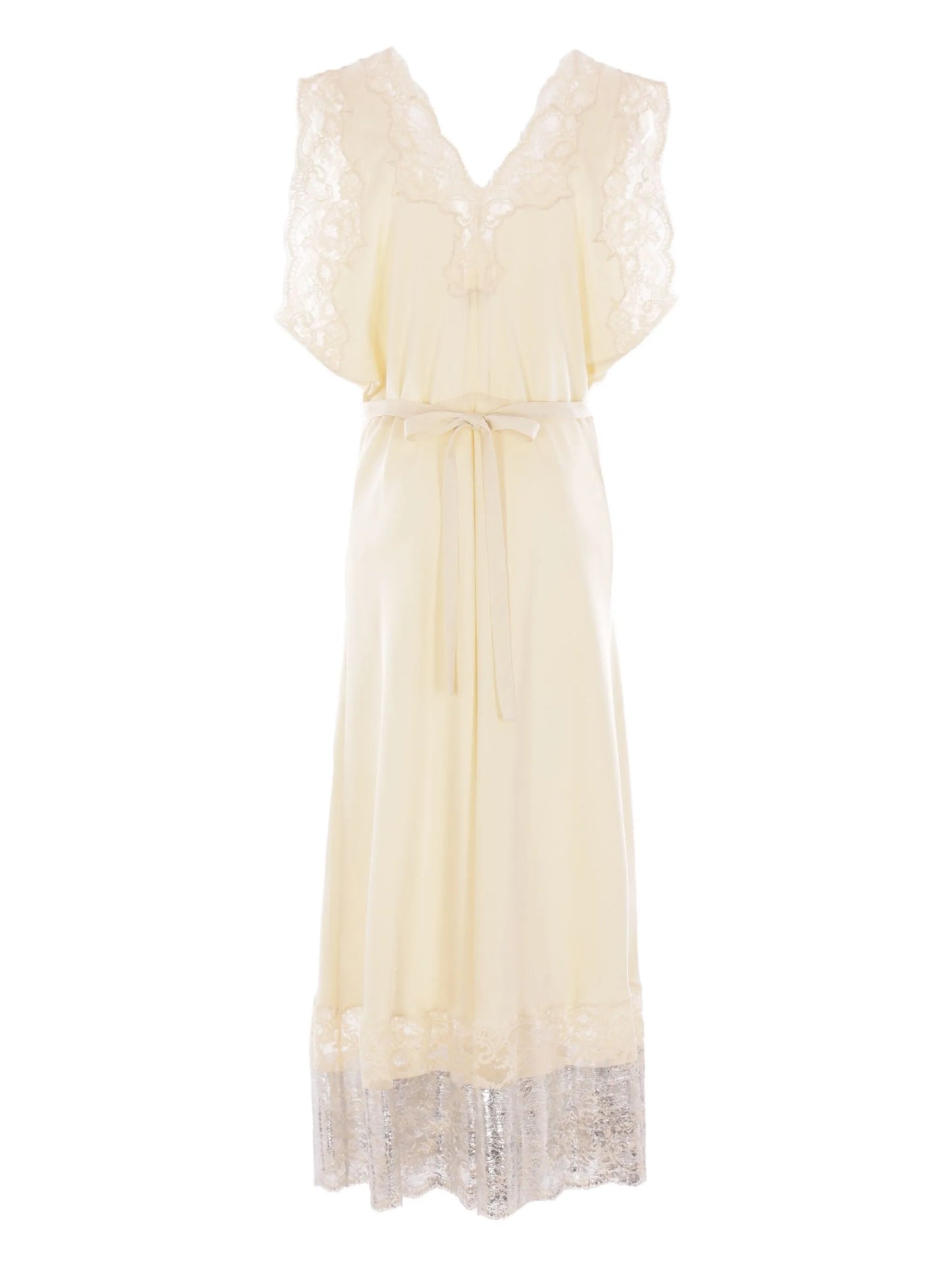 lace-trimmed midi dress