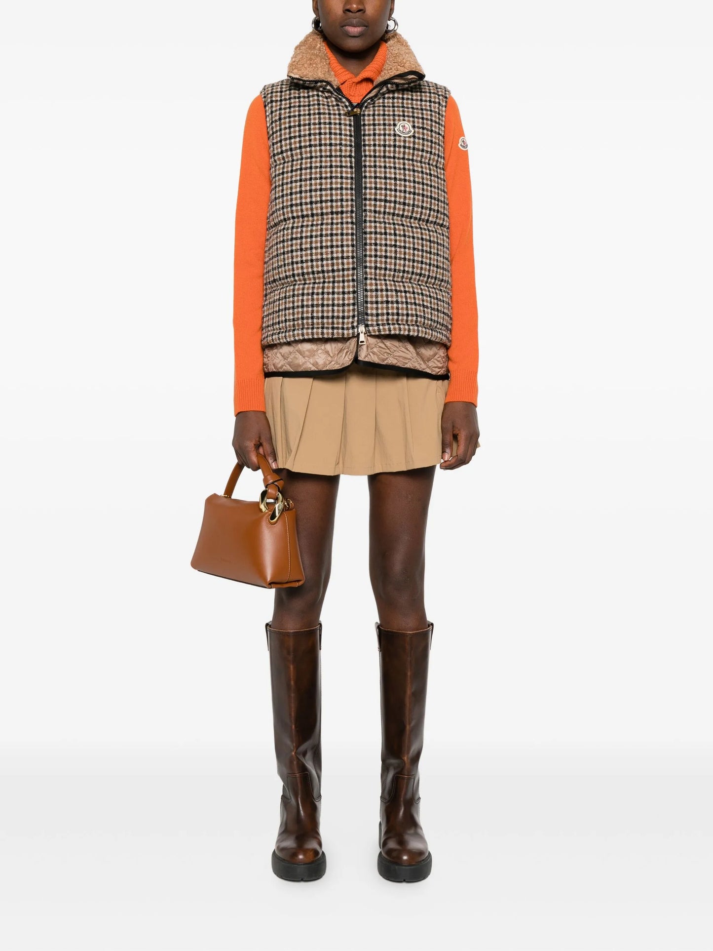 Touvet check-pattern quilted gilet