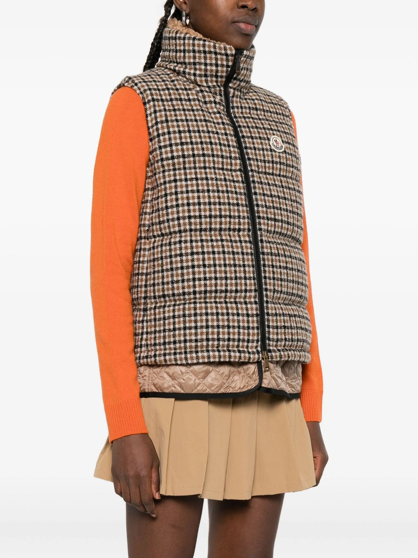 Touvet check-pattern quilted gilet