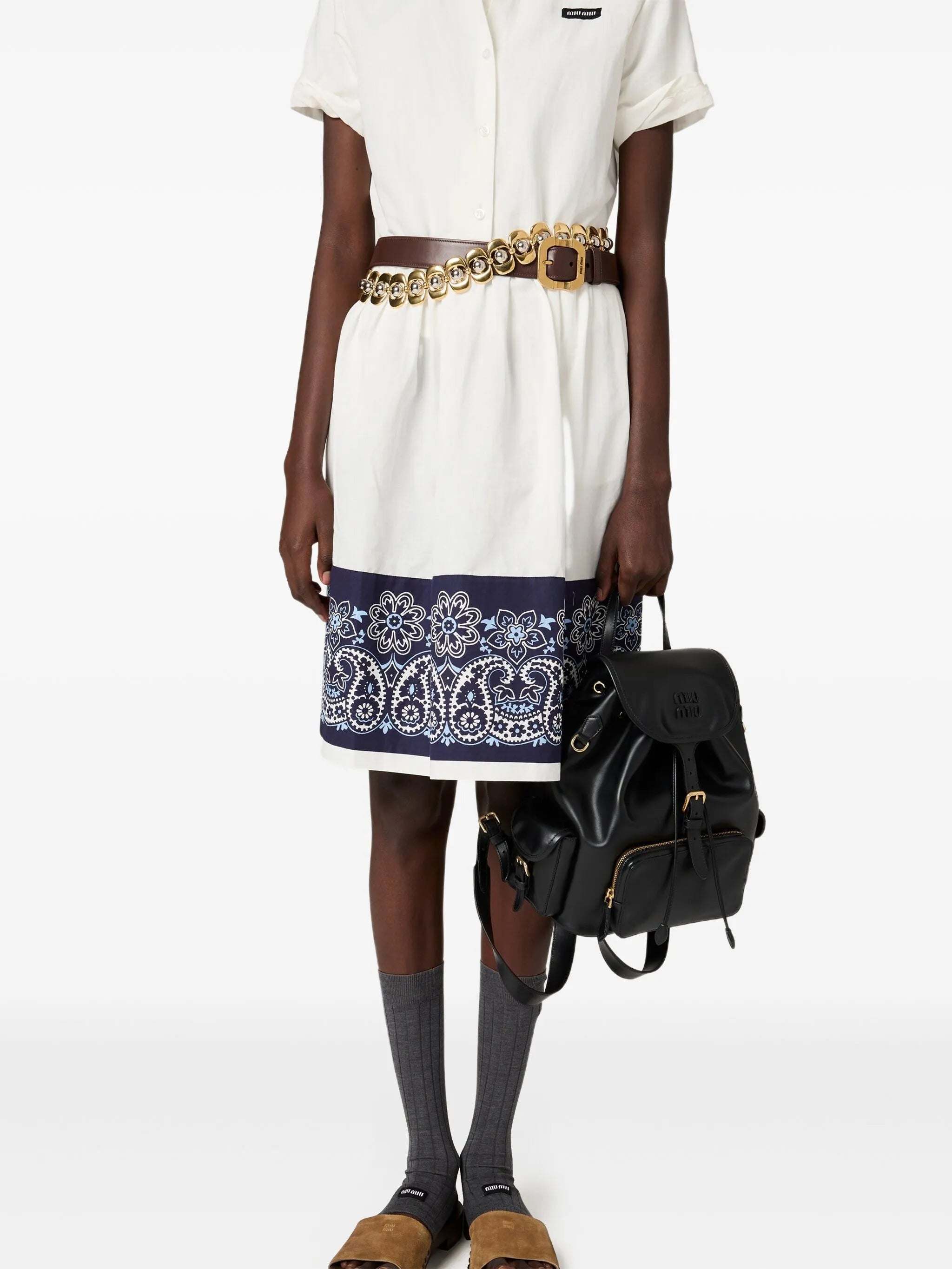 bandana-print poplin midi dress