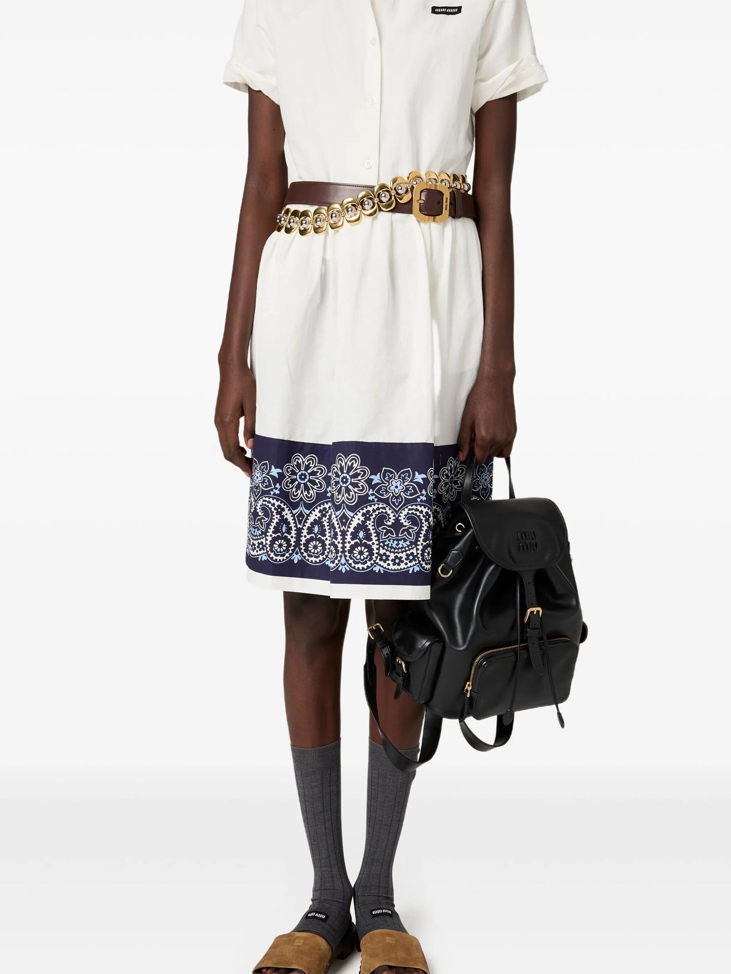 bandana-print poplin midi dress