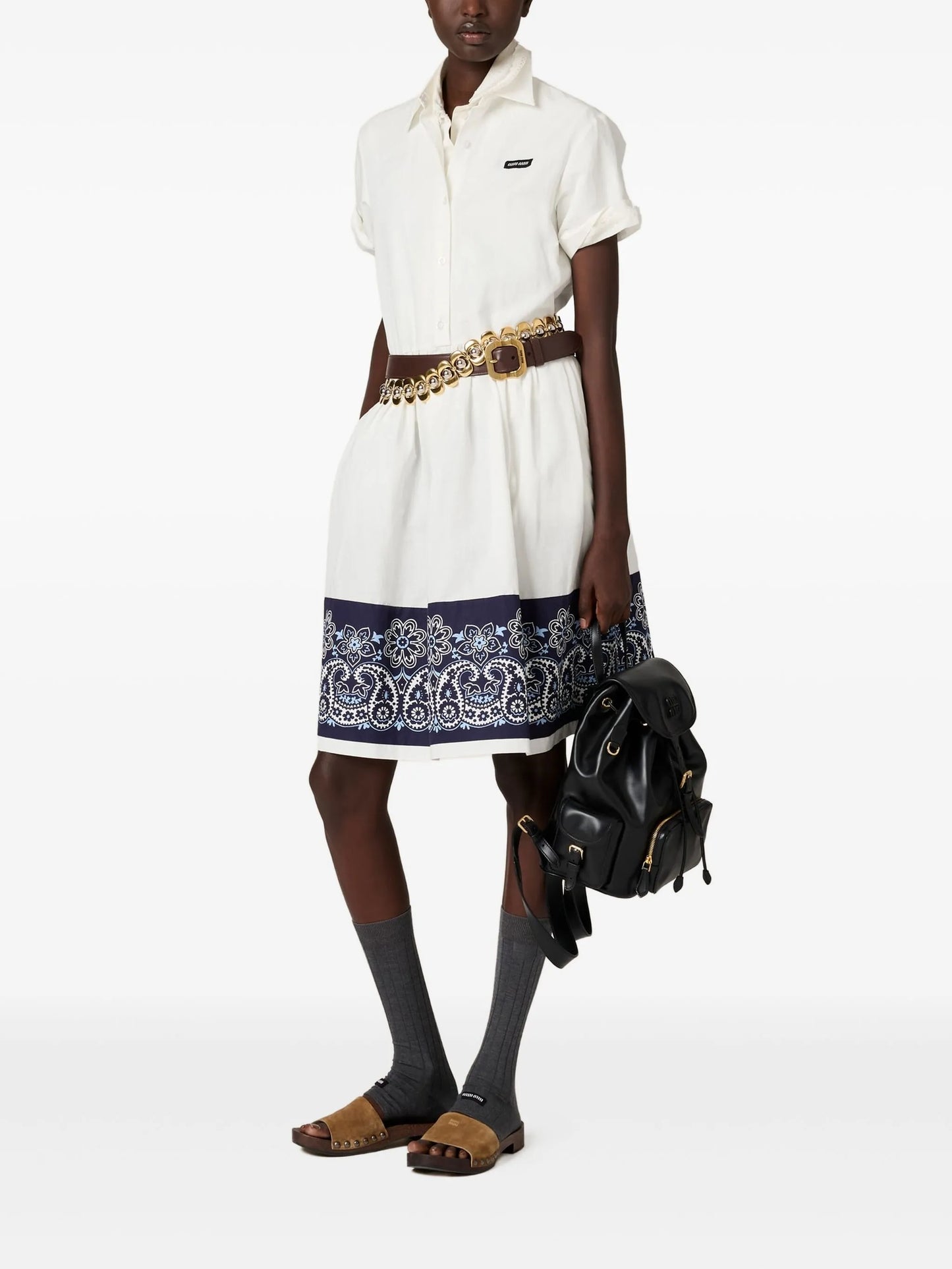 bandana-print poplin midi dress