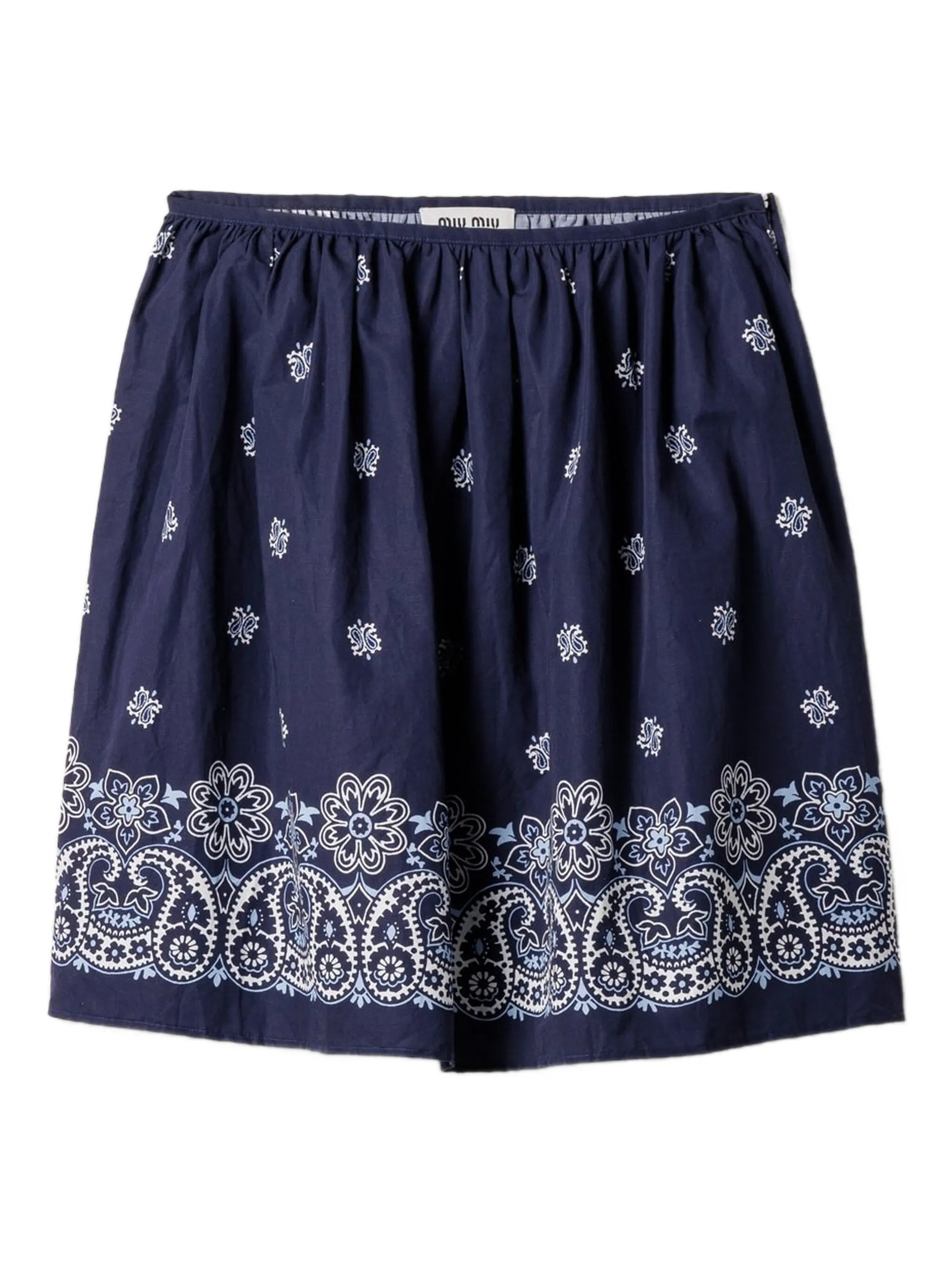 Cornflower slubbed poplin midi skirt