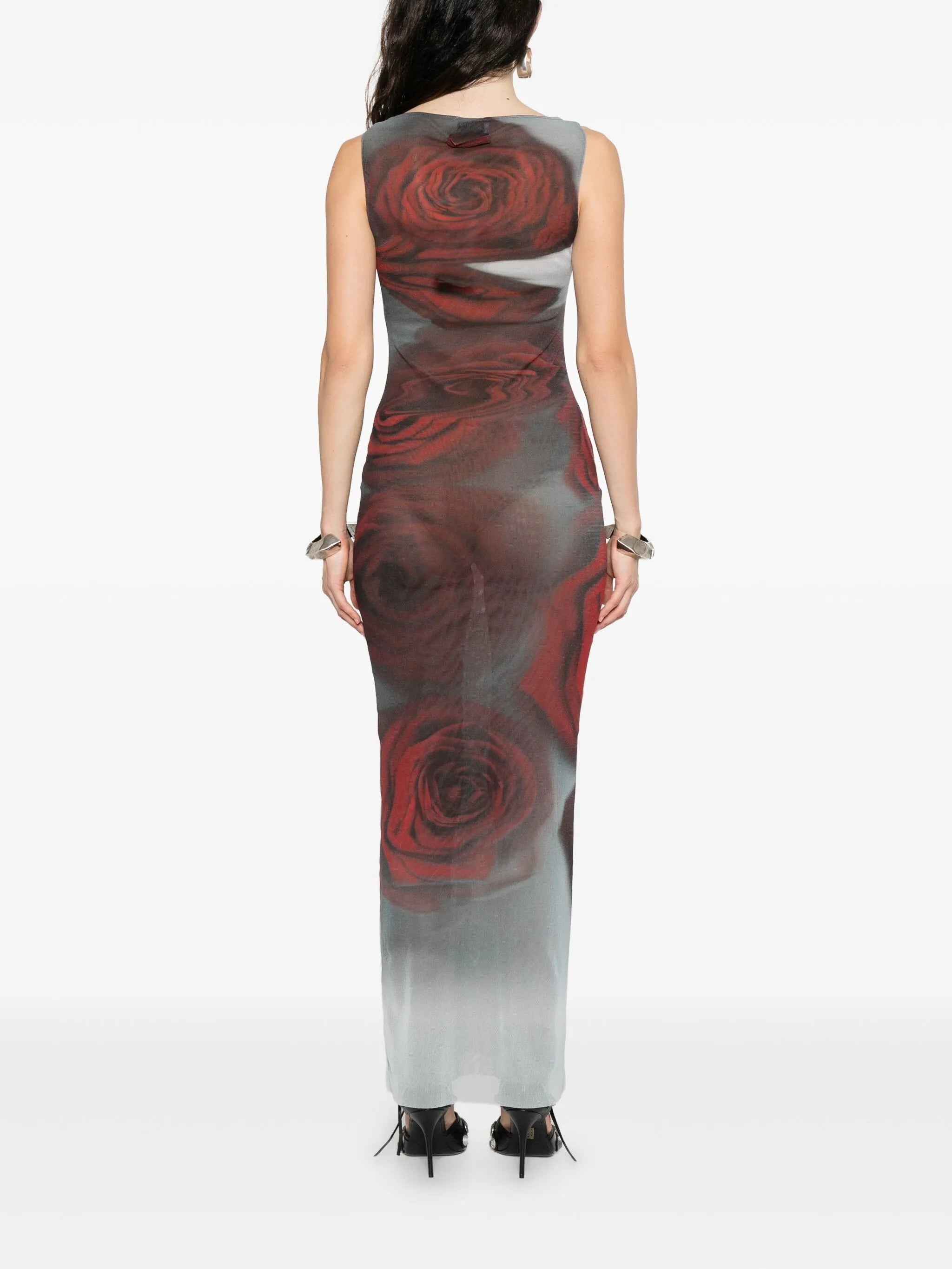 rose-print midi dress
