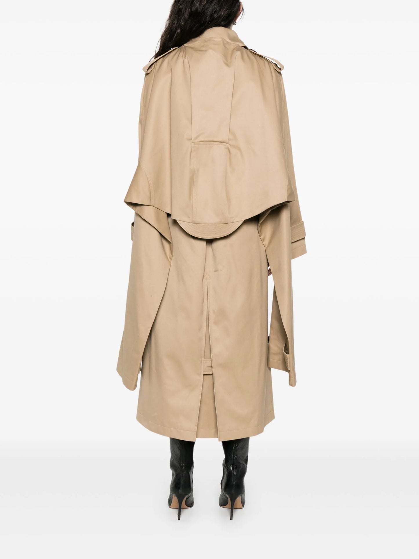 double-breasted belted trench coat